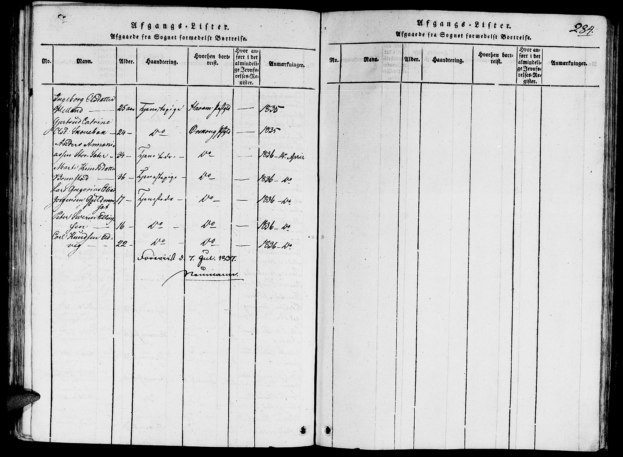 Ministerialprotokoller, klokkerbøker og fødselsregistre - Møre og Romsdal, SAT/A-1454/524/L0351: Ministerialbok nr. 524A03, 1816-1838, s. 284