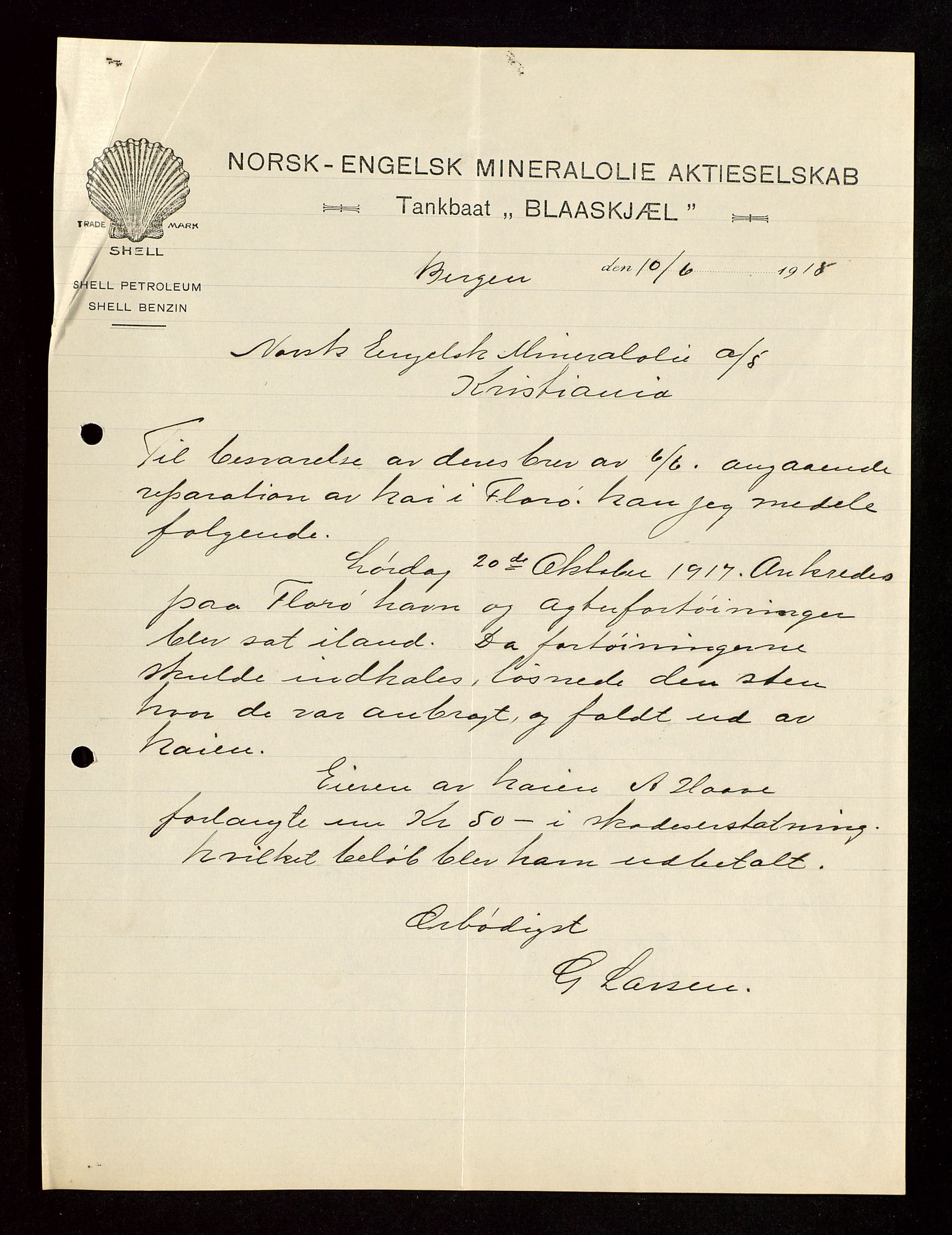 Pa 1521 - A/S Norske Shell, AV/SAST-A-101915/E/Ea/Eaa/L0003: Sjefskorrespondanse, 1918, s. 123