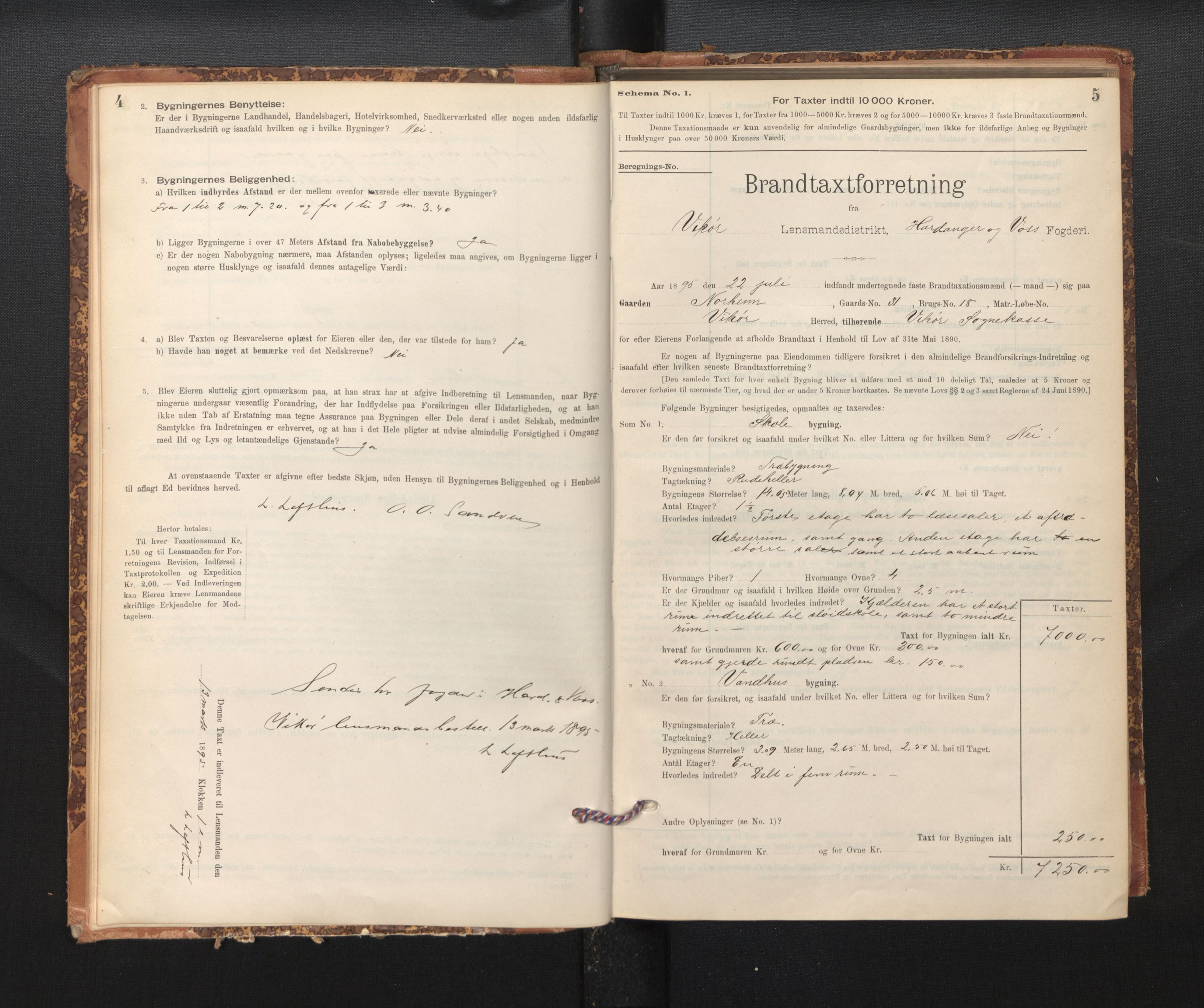 Lensmannen i Kvam, SAB/A-33201/0012/L0005: Branntakstprotokoll, skjematakst, 1894-1913, s. 4-5