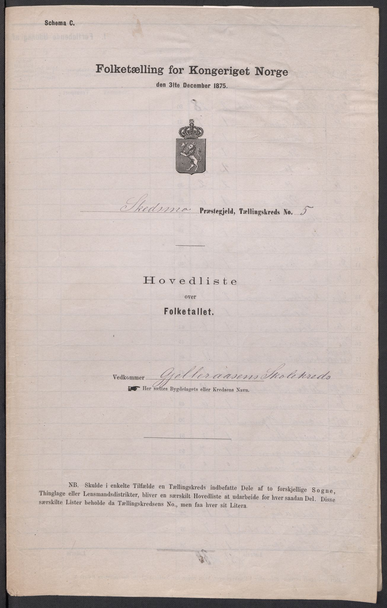 RA, Folketelling 1875 for 0231P Skedsmo prestegjeld, 1875, s. 20