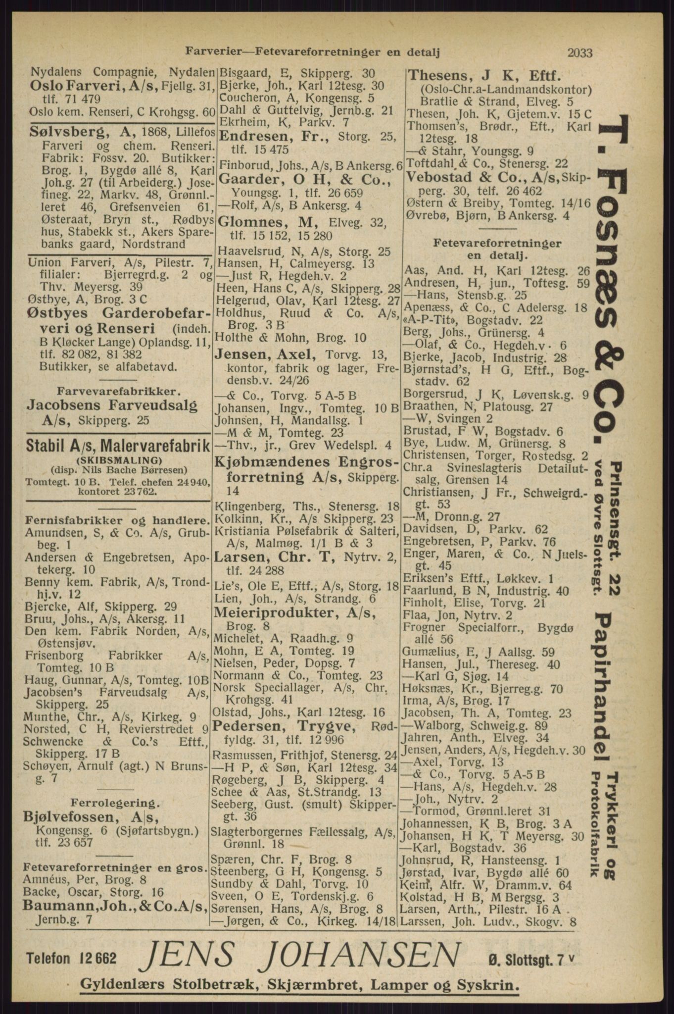 Kristiania/Oslo adressebok, PUBL/-, 1927, s. 2033