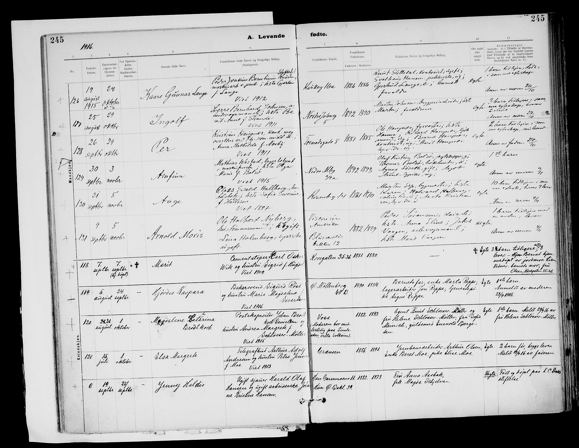 Ministerialprotokoller, klokkerbøker og fødselsregistre - Sør-Trøndelag, SAT/A-1456/604/L0203: Ministerialbok nr. 604A23, 1908-1916, s. 245