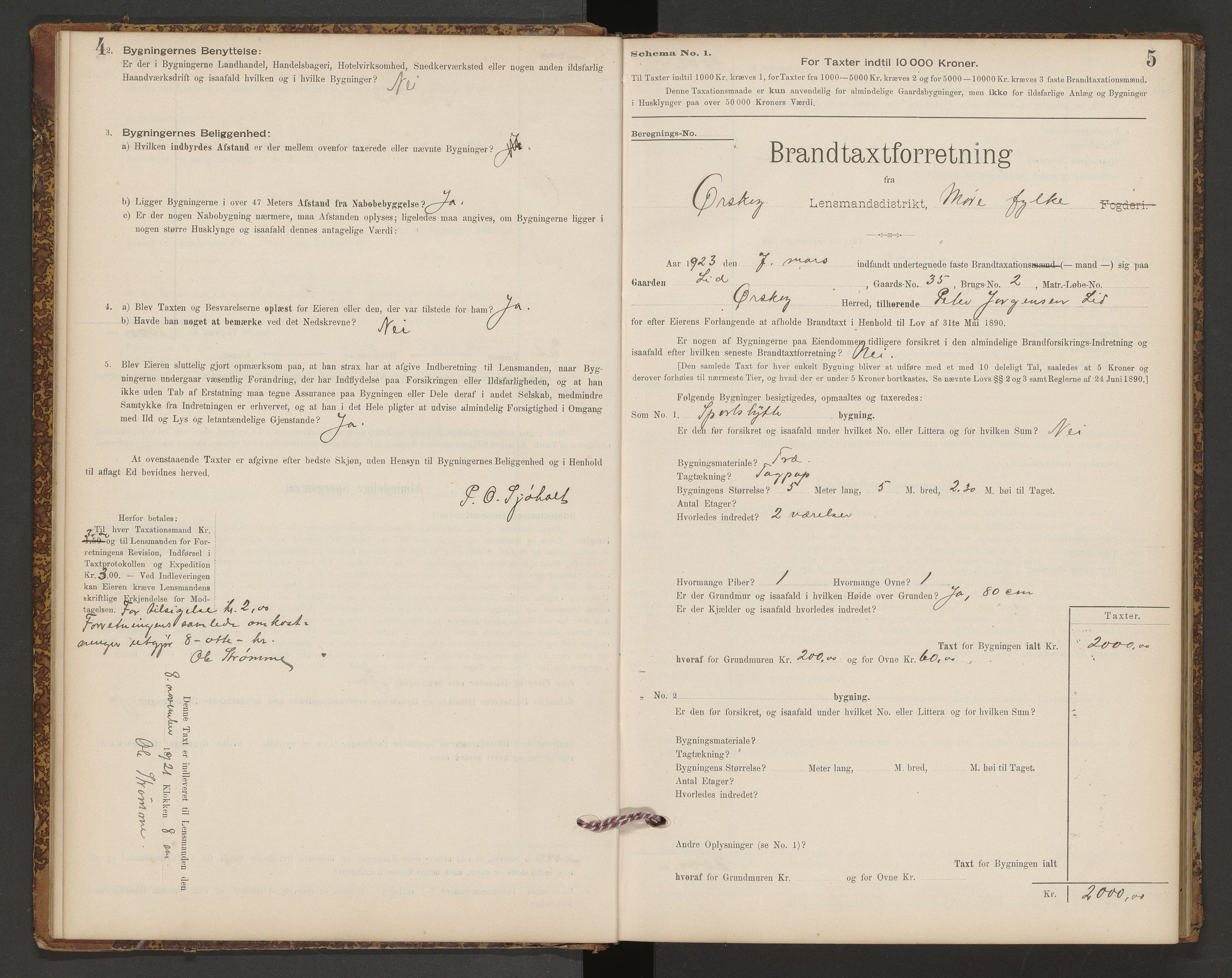 Norges Brannkasse Ørskog, AV/SAT-A-5493/Fb/L0001: Branntakstprotokoll, 1921-1949, s. 4-5