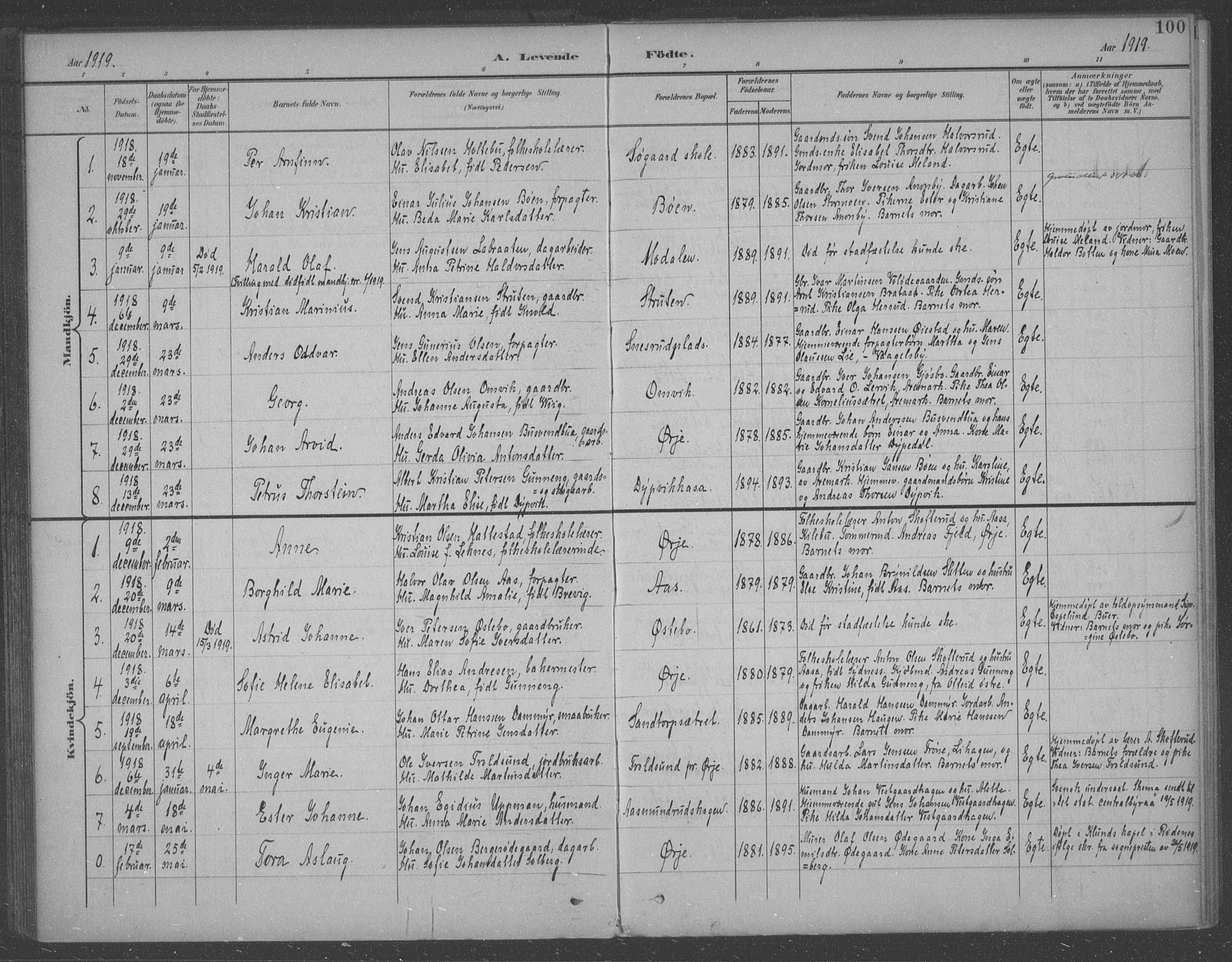 Aremark prestekontor Kirkebøker, AV/SAO-A-10899/F/Fb/L0005: Ministerialbok nr. II 5, 1895-1919, s. 100