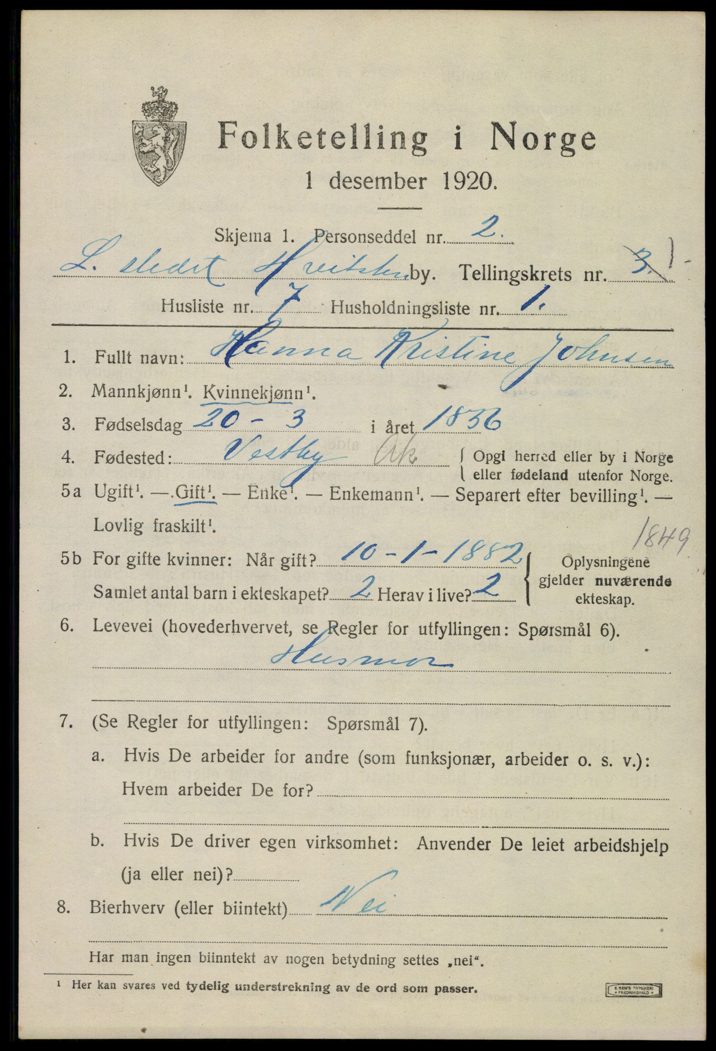 SAO, Folketelling 1920 for 0202 Hvitsten ladested, 1920, s. 208