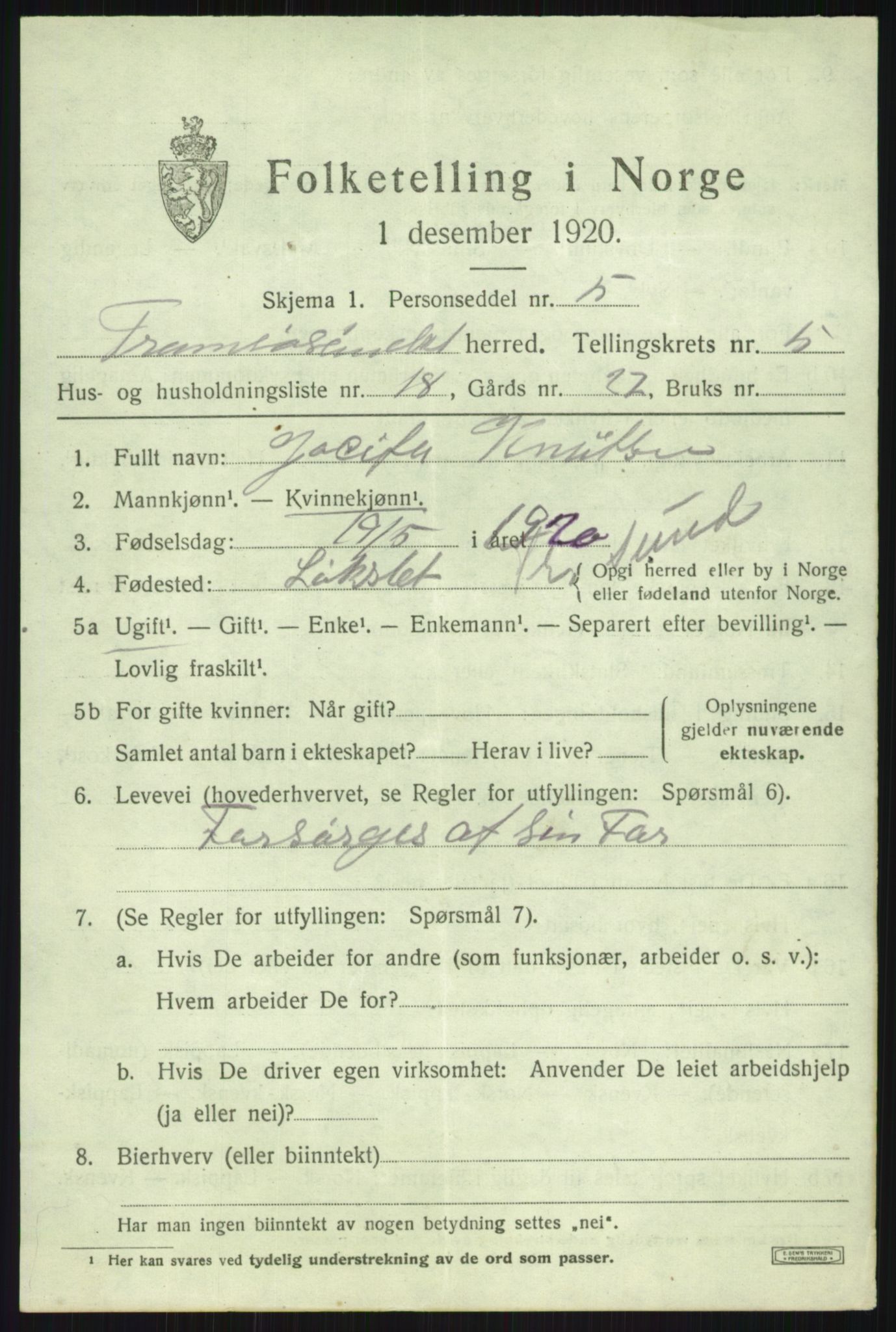 SATØ, Folketelling 1920 for 1934 Tromsøysund herred, 1920, s. 4946