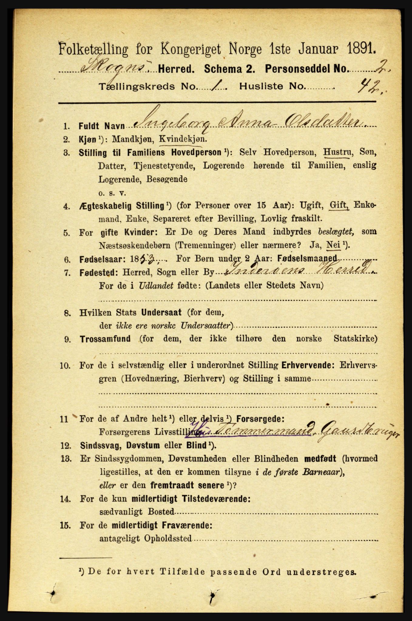 RA, Folketelling 1891 for 1719 Skogn herred, 1891, s. 400