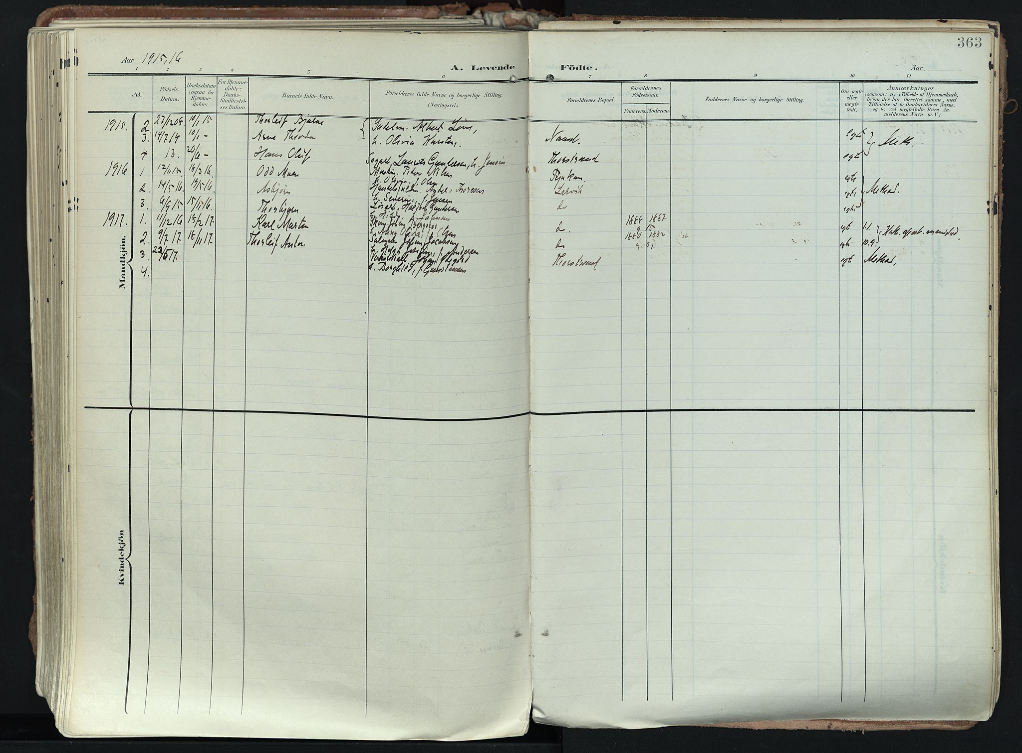 Larvik kirkebøker, AV/SAKO-A-352/F/Fa/L0012: Ministerialbok nr. I 12, 1905-1933, s. 363