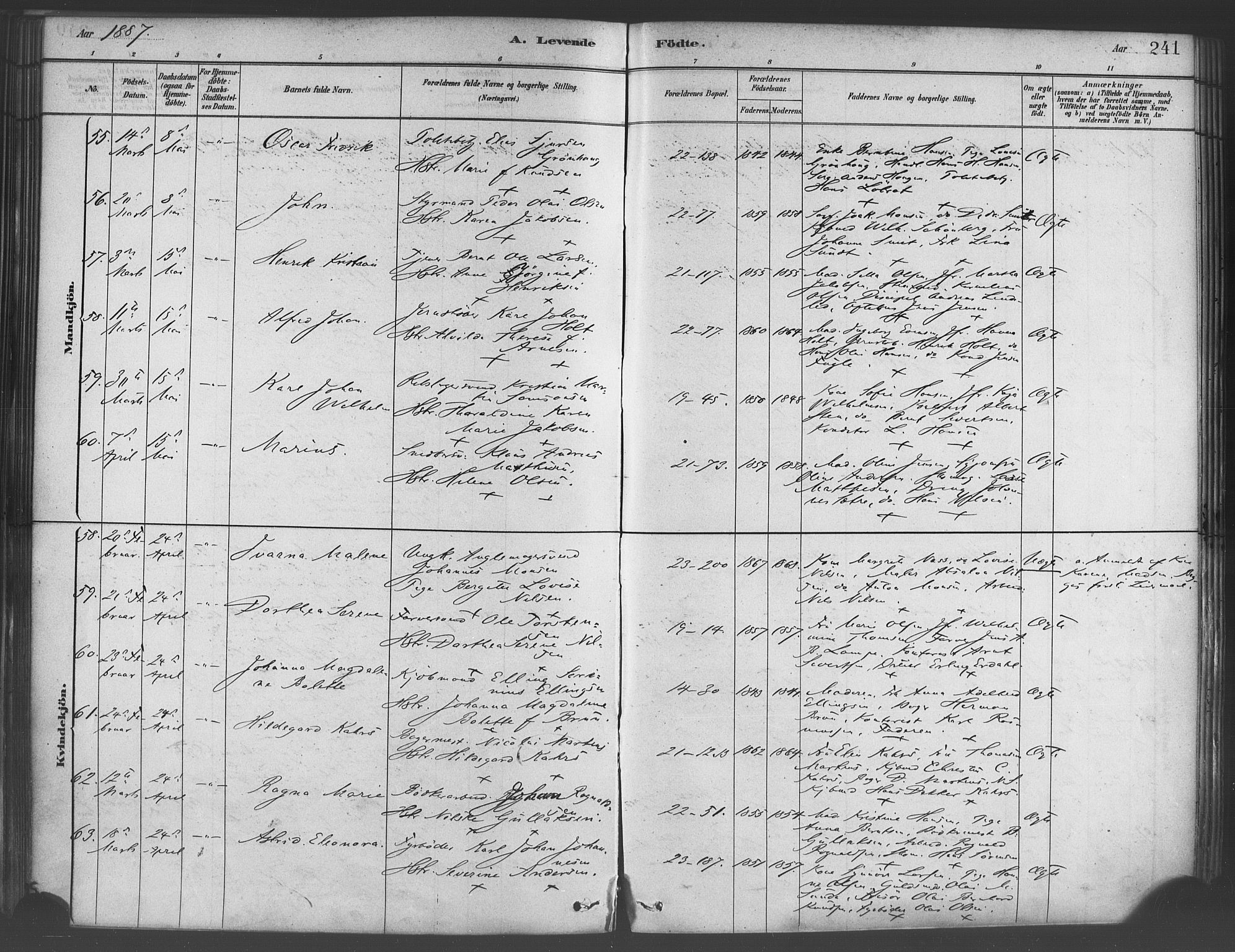 Korskirken sokneprestembete, AV/SAB-A-76101/H/Haa/L0021: Ministerialbok nr. B 7, 1878-1889, s. 241