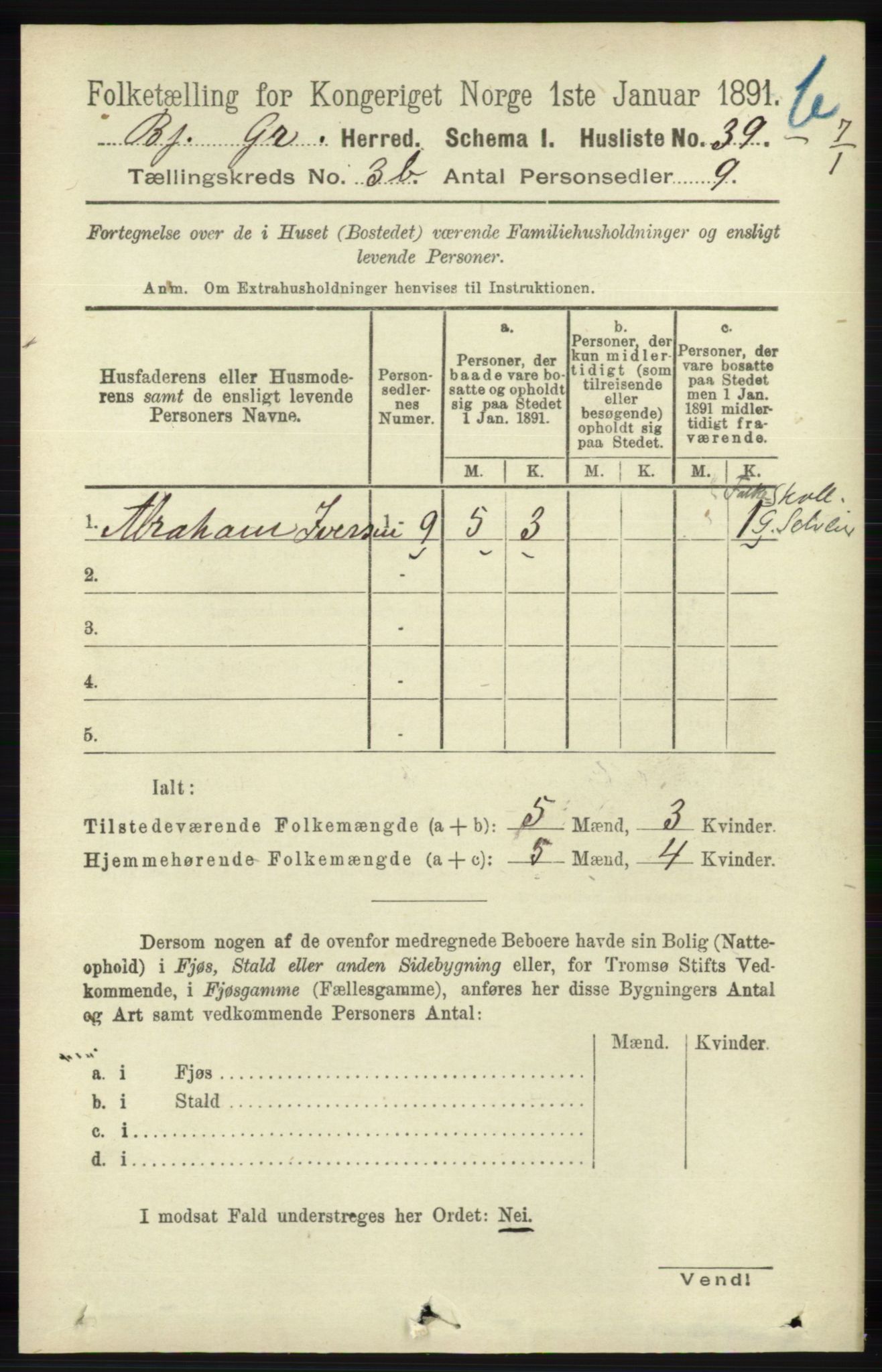 RA, Folketelling 1891 for 1024 Bjelland og Grindheim herred, 1891, s. 1787