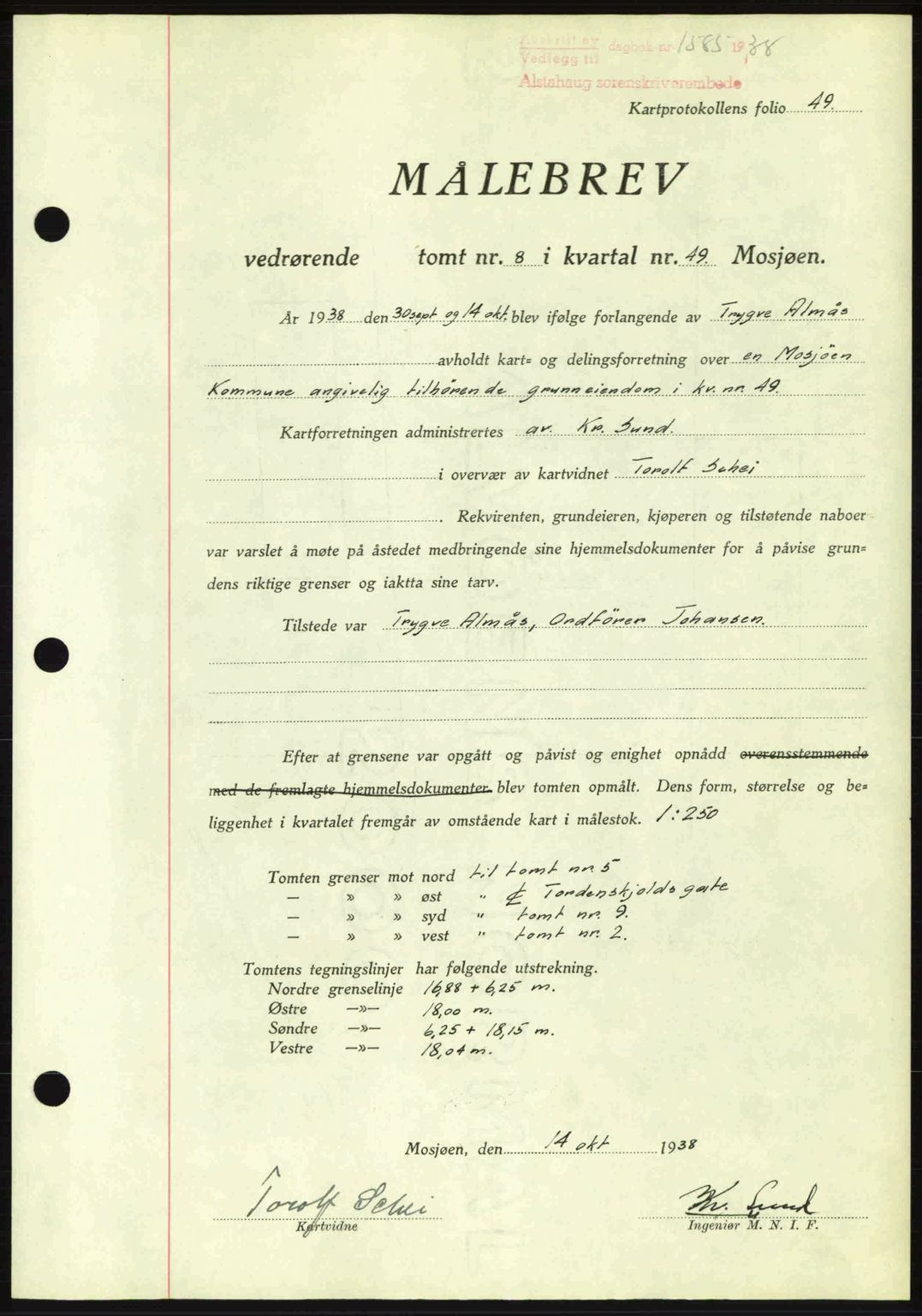 Alstahaug sorenskriveri, SAT/A-1009: Pantebok nr. A3, 1937-1938, Dagboknr: 1585/1938