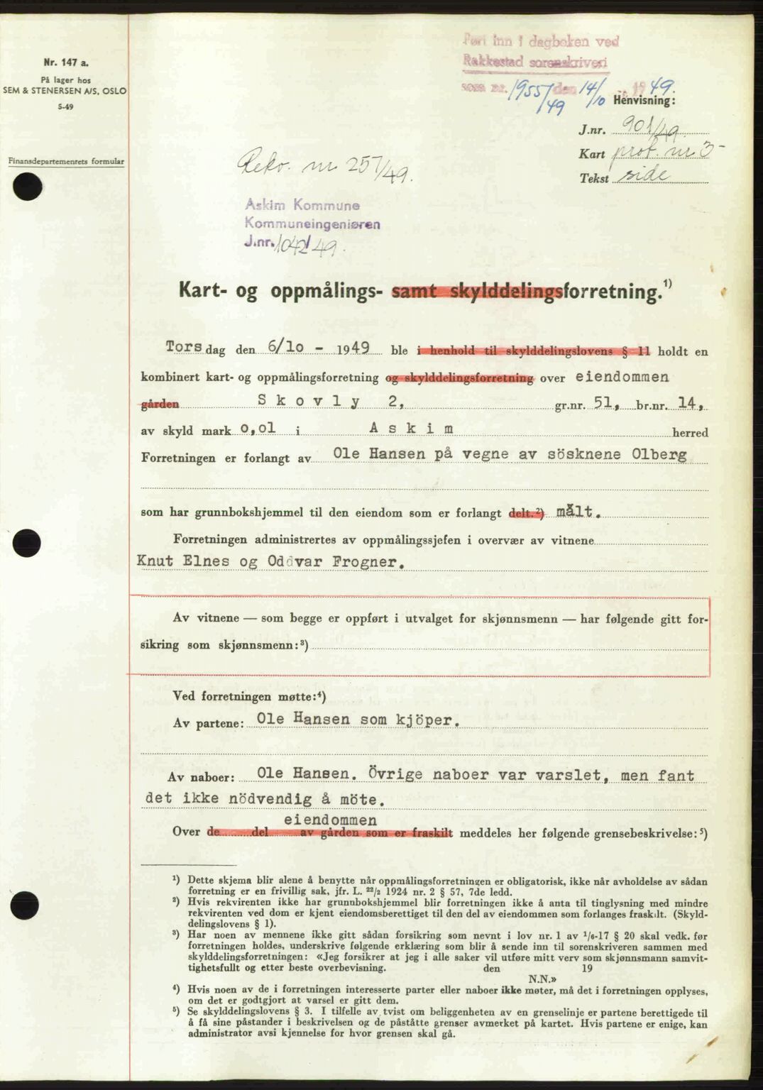 Rakkestad sorenskriveri, SAO/A-10686/G/Gb/Gba/Gbab/L0019: Pantebok nr. A19, 1949-1950, Dagboknr: 1955/1949