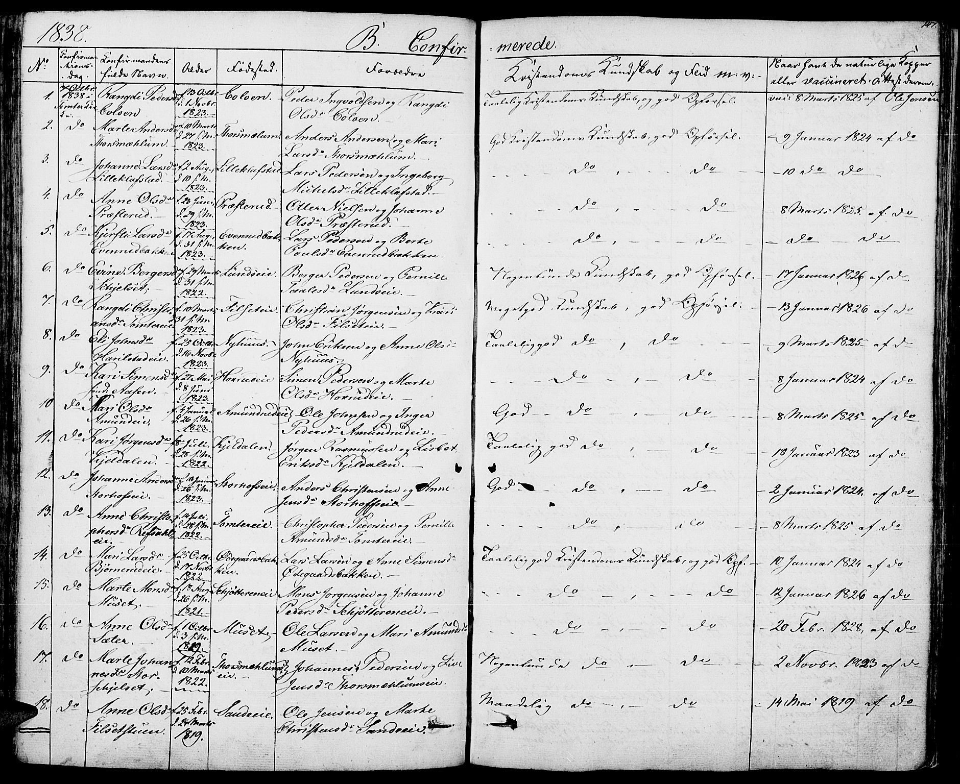 Romedal prestekontor, AV/SAH-PREST-004/K/L0003: Ministerialbok nr. 3, 1829-1846, s. 147