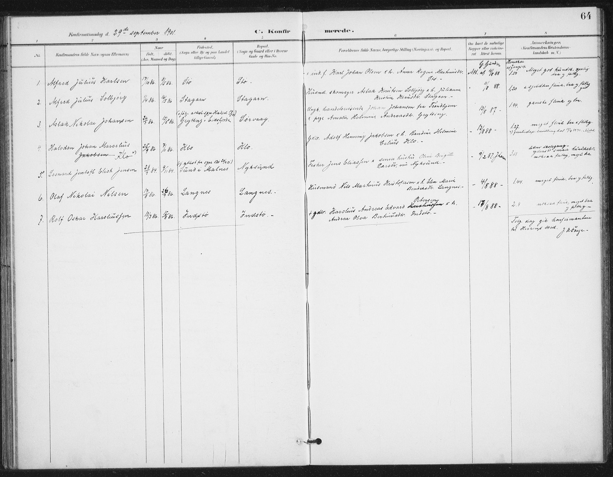 Ministerialprotokoller, klokkerbøker og fødselsregistre - Nordland, AV/SAT-A-1459/894/L1356: Ministerialbok nr. 894A02, 1897-1914, s. 64