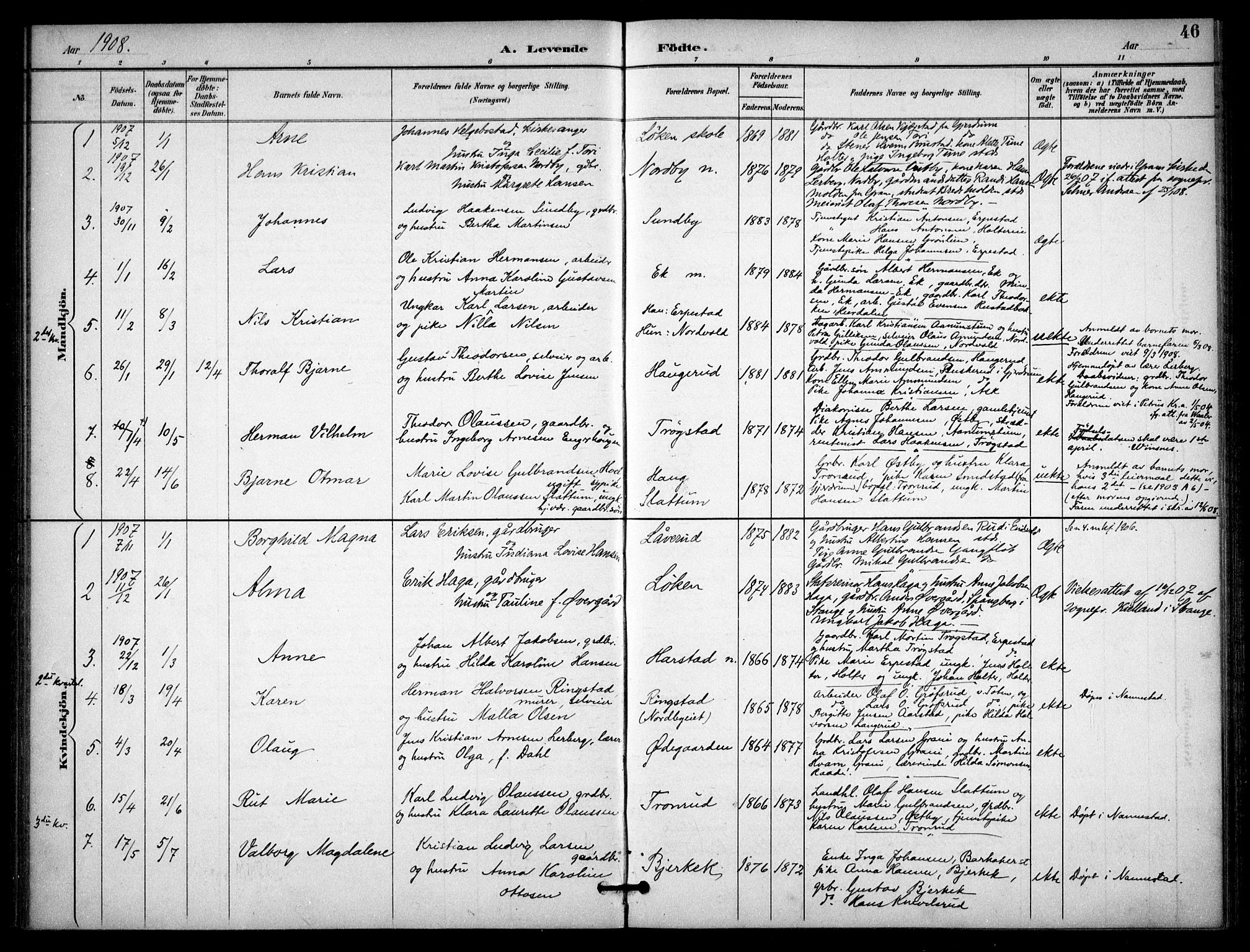 Nannestad prestekontor Kirkebøker, AV/SAO-A-10414a/F/Fb/L0002: Ministerialbok nr. II 2, 1891-1909, s. 46