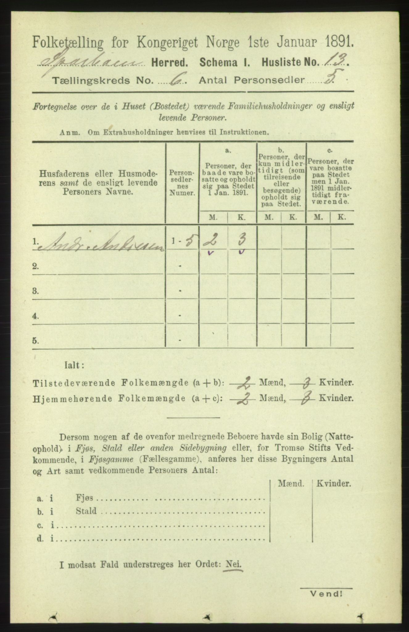 RA, Folketelling 1891 for 1731 Sparbu herred, 1891, s. 2133