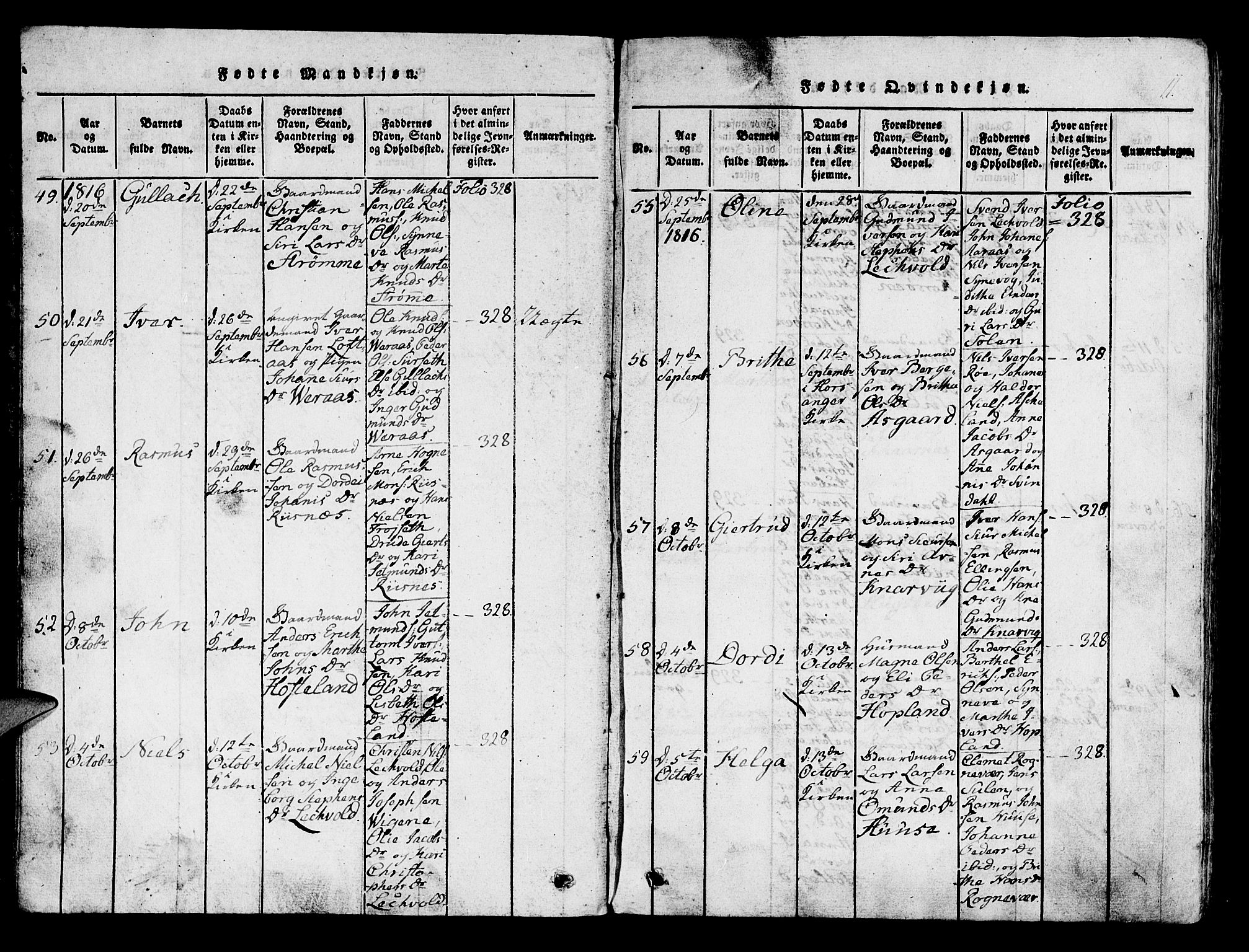 Lindås Sokneprestembete, AV/SAB-A-76701/H/Haa/Haaa/L0007: Ministerialbok nr. A 7, 1816-1823, s. 11