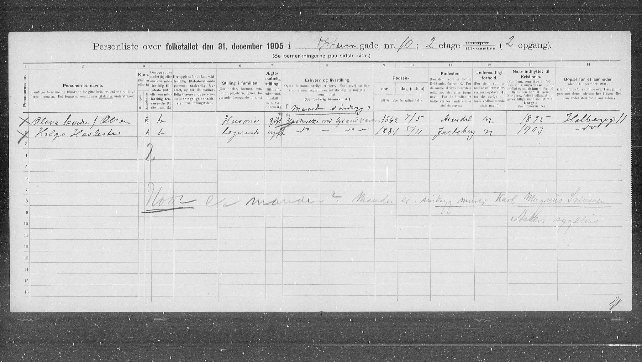 OBA, Kommunal folketelling 31.12.1905 for Kristiania kjøpstad, 1905, s. 29037