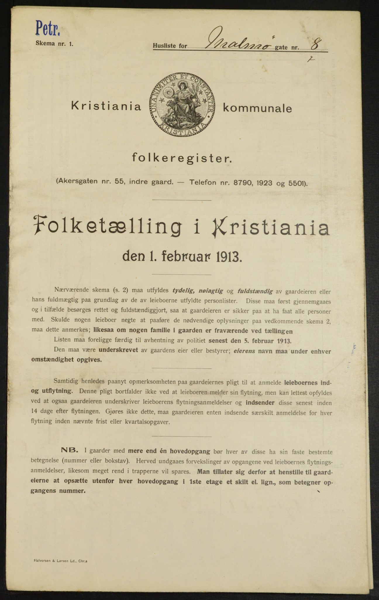 OBA, Kommunal folketelling 1.2.1913 for Kristiania, 1913, s. 59841