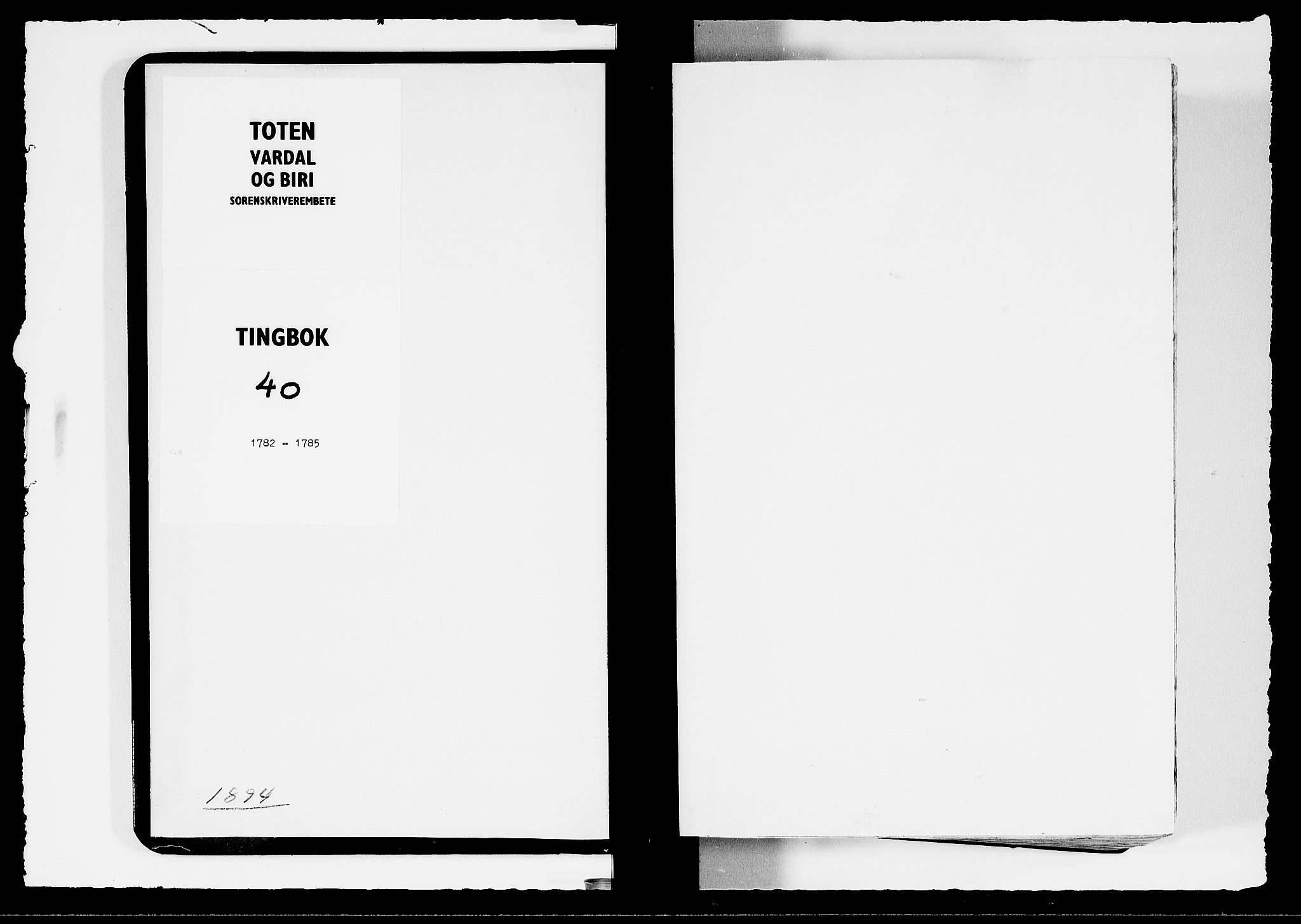 Toten tingrett, AV/SAH-TING-006/G/Gb/Gba/L0040: Tingbok, 1782-1785, s. 0b-1a