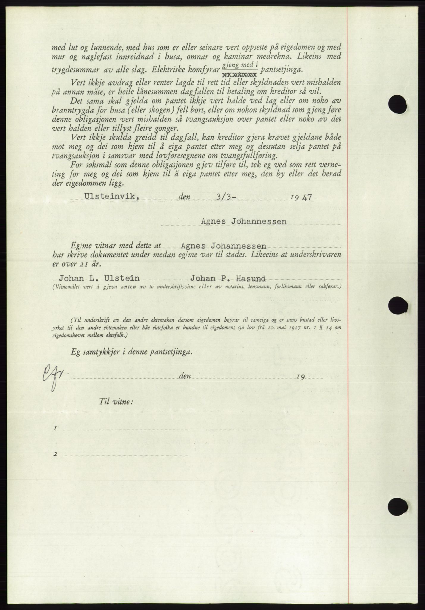 Søre Sunnmøre sorenskriveri, AV/SAT-A-4122/1/2/2C/L0114: Pantebok nr. 1-2B, 1943-1947, Dagboknr: 345/1947