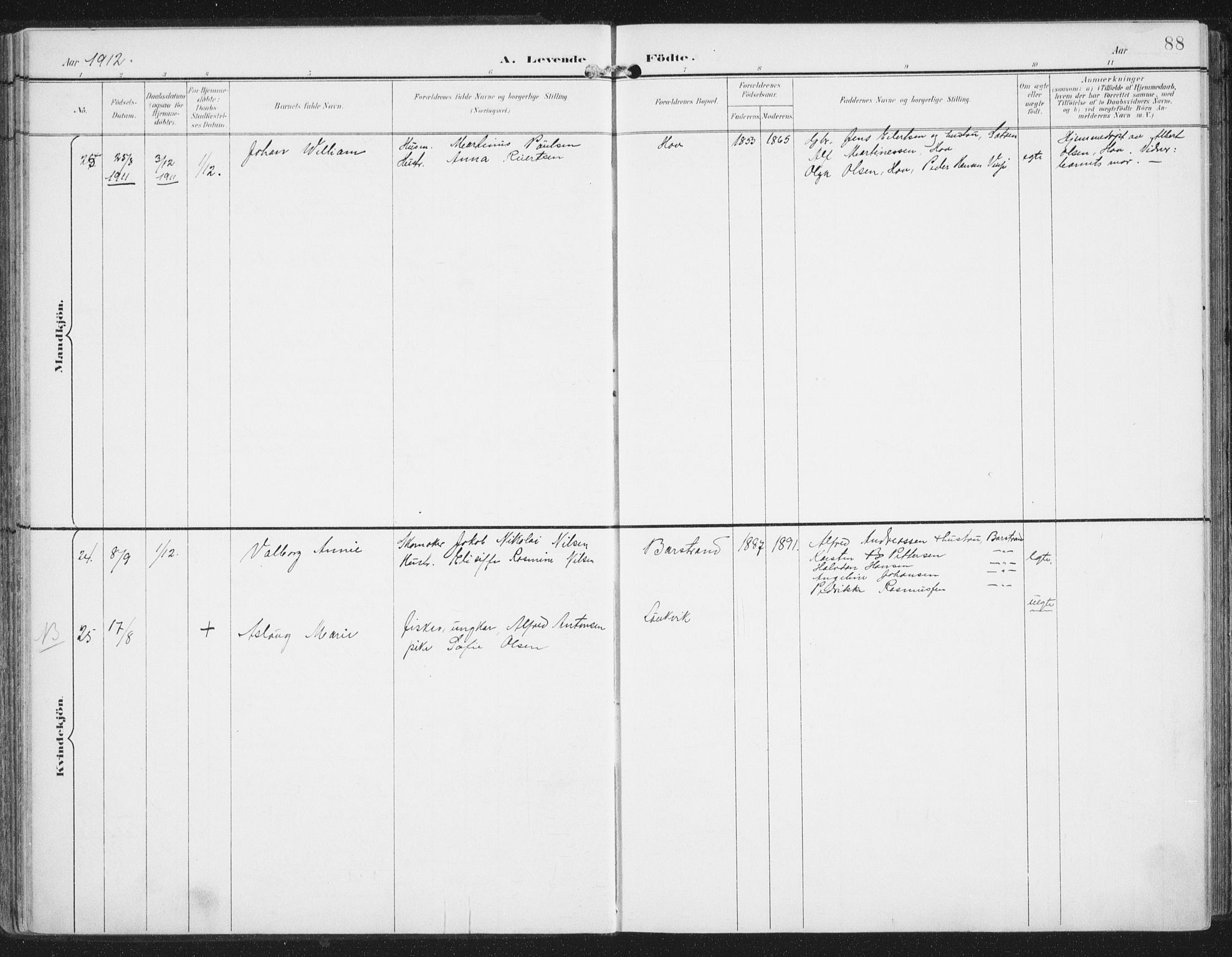 Ministerialprotokoller, klokkerbøker og fødselsregistre - Nordland, AV/SAT-A-1459/876/L1098: Ministerialbok nr. 876A04, 1896-1915, s. 88