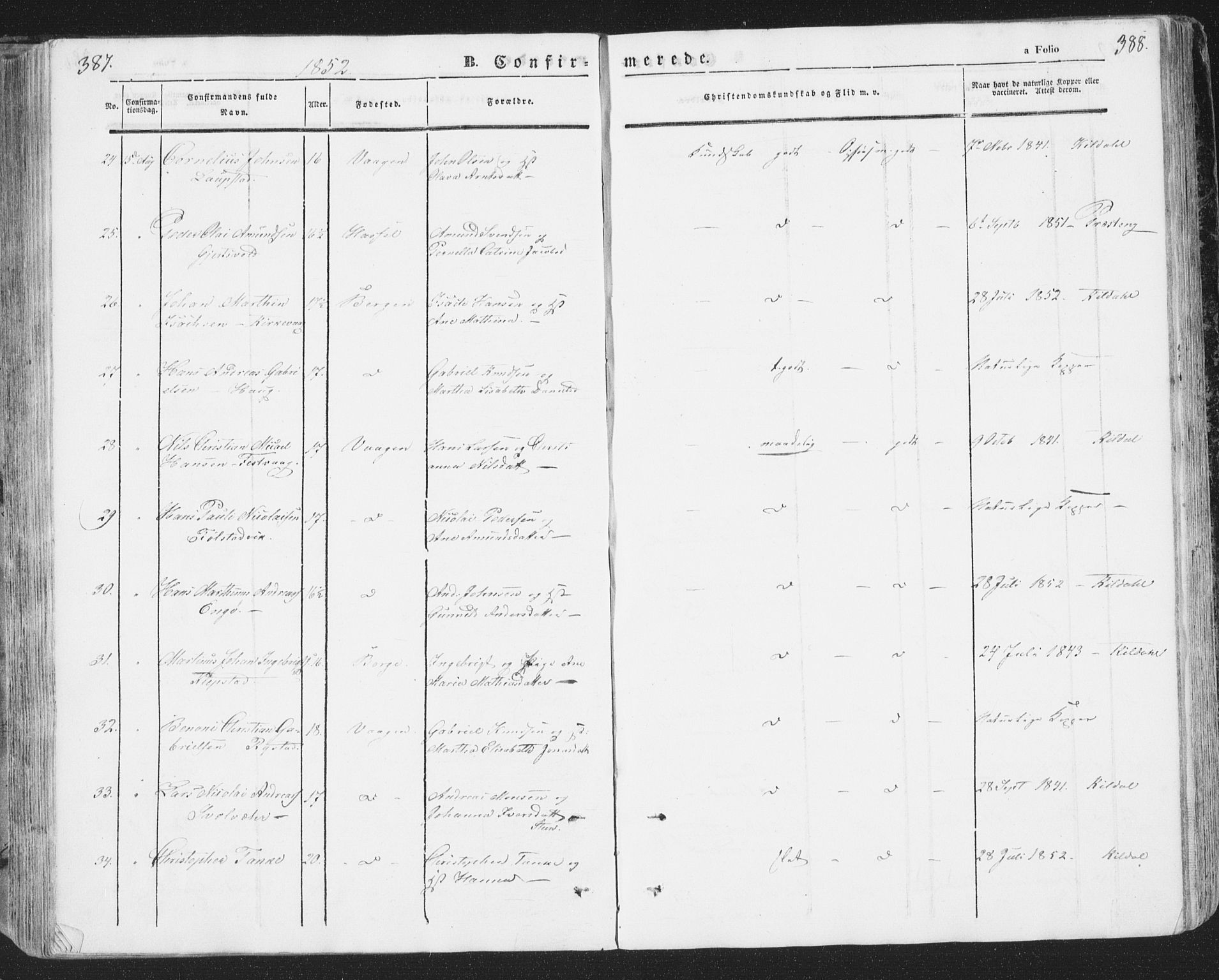 Ministerialprotokoller, klokkerbøker og fødselsregistre - Nordland, SAT/A-1459/874/L1072: Klokkerbok nr. 874C01, 1843-1859, s. 387-388