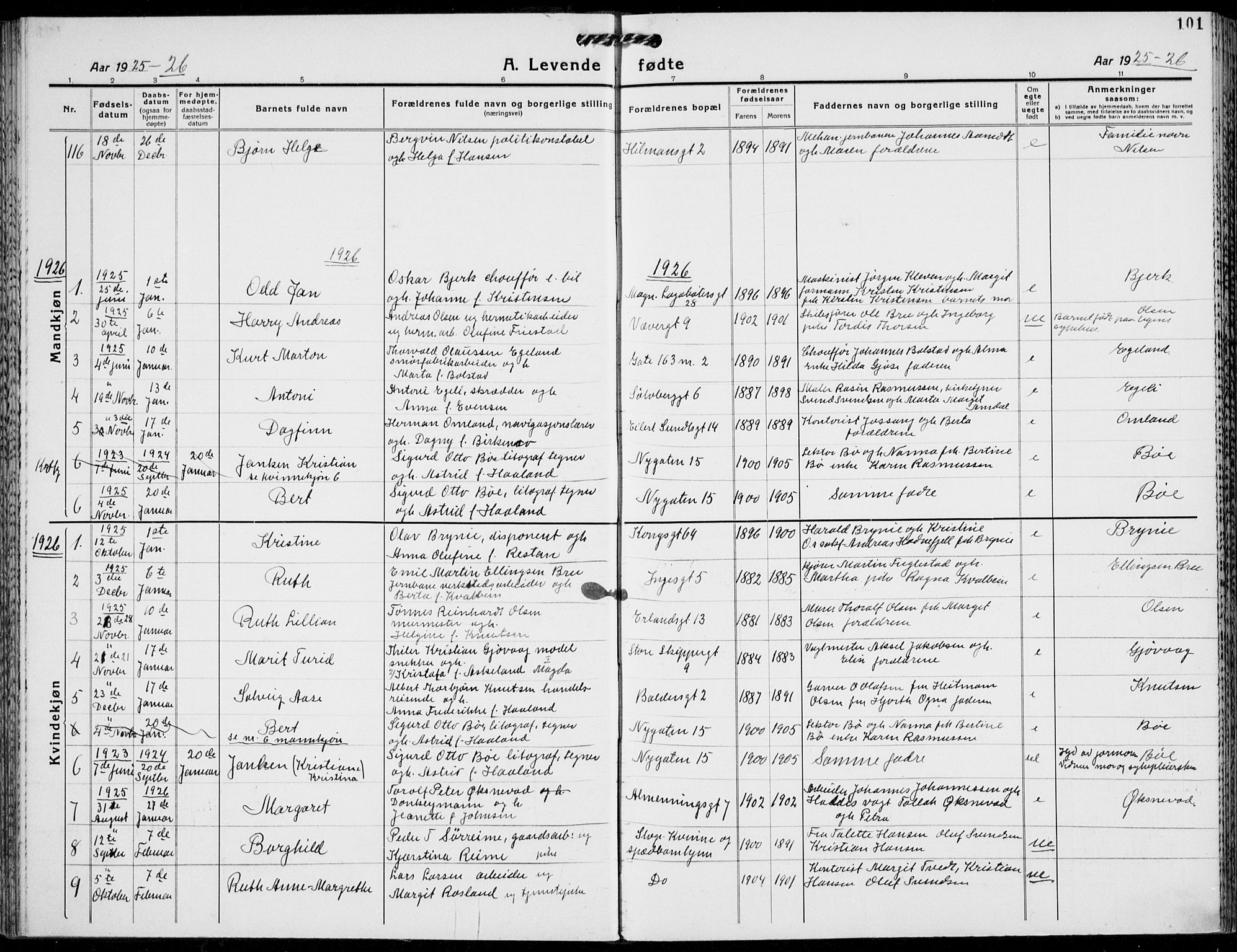 St. Petri sokneprestkontor, SAST/A-101813/001/30/30BB/L0011: Klokkerbok nr. B 11, 1917-1940, s. 101