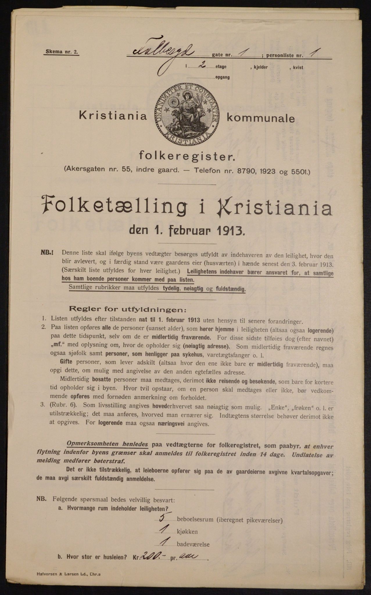 OBA, Kommunal folketelling 1.2.1913 for Kristiania, 1913, s. 23291