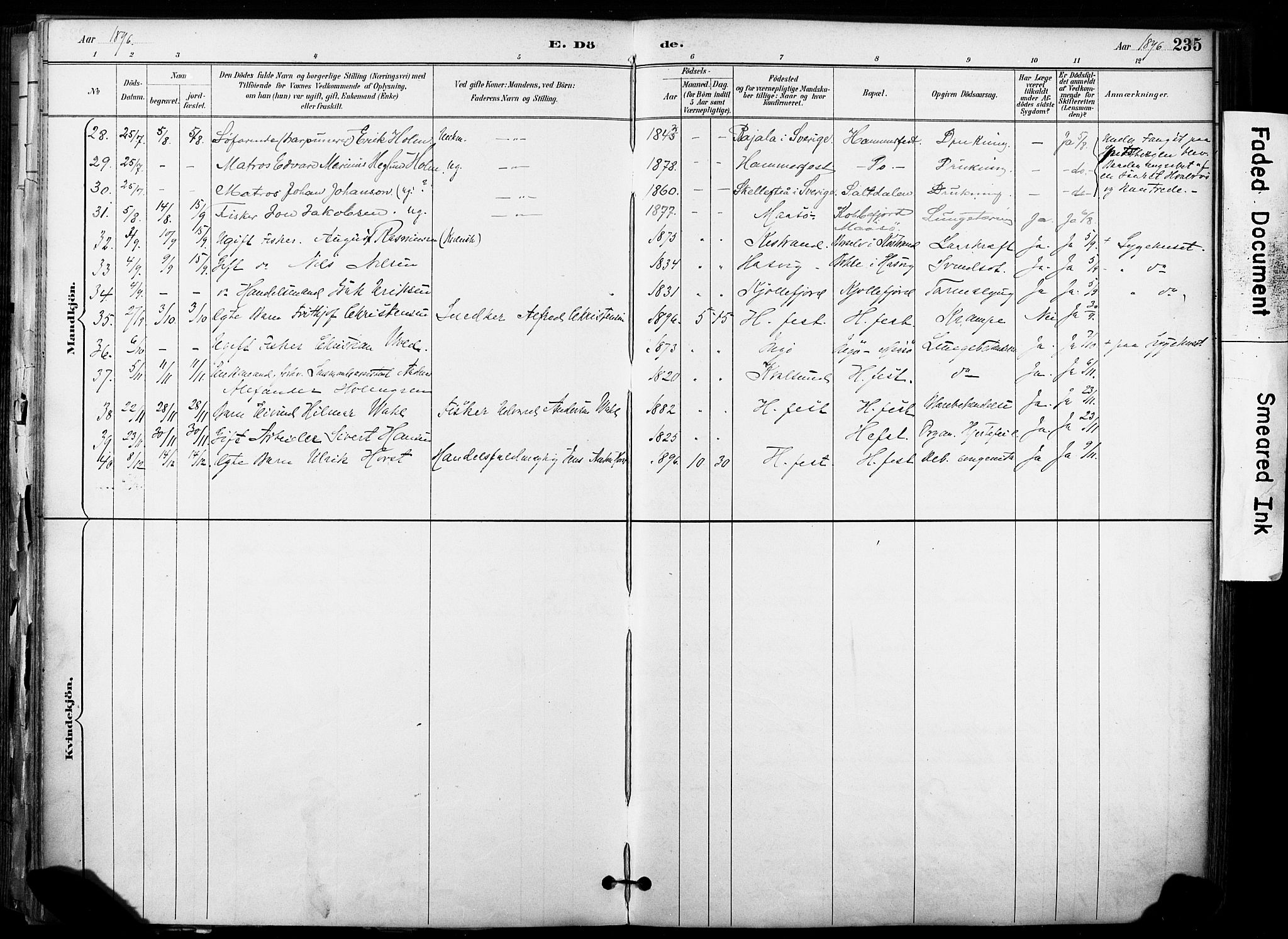 Hammerfest sokneprestkontor, SATØ/S-1347/H/Ha/L0009.kirke: Ministerialbok nr. 9, 1889-1897, s. 235