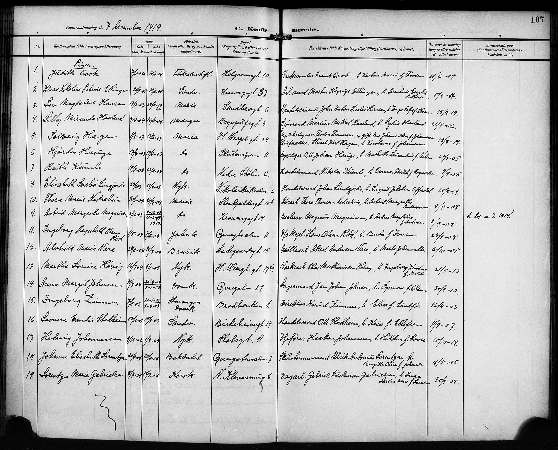 Mariakirken Sokneprestembete, AV/SAB-A-76901/H/Hab/L0009: Klokkerbok nr. A 9, 1901-1919, s. 107