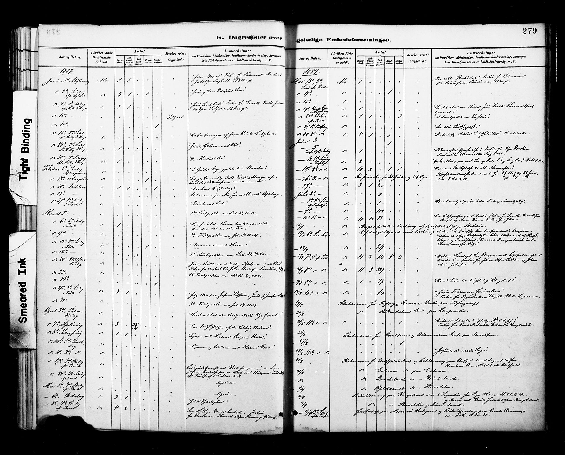Ministerialprotokoller, klokkerbøker og fødselsregistre - Nordland, SAT/A-1459/827/L0401: Ministerialbok nr. 827A13, 1887-1905, s. 279