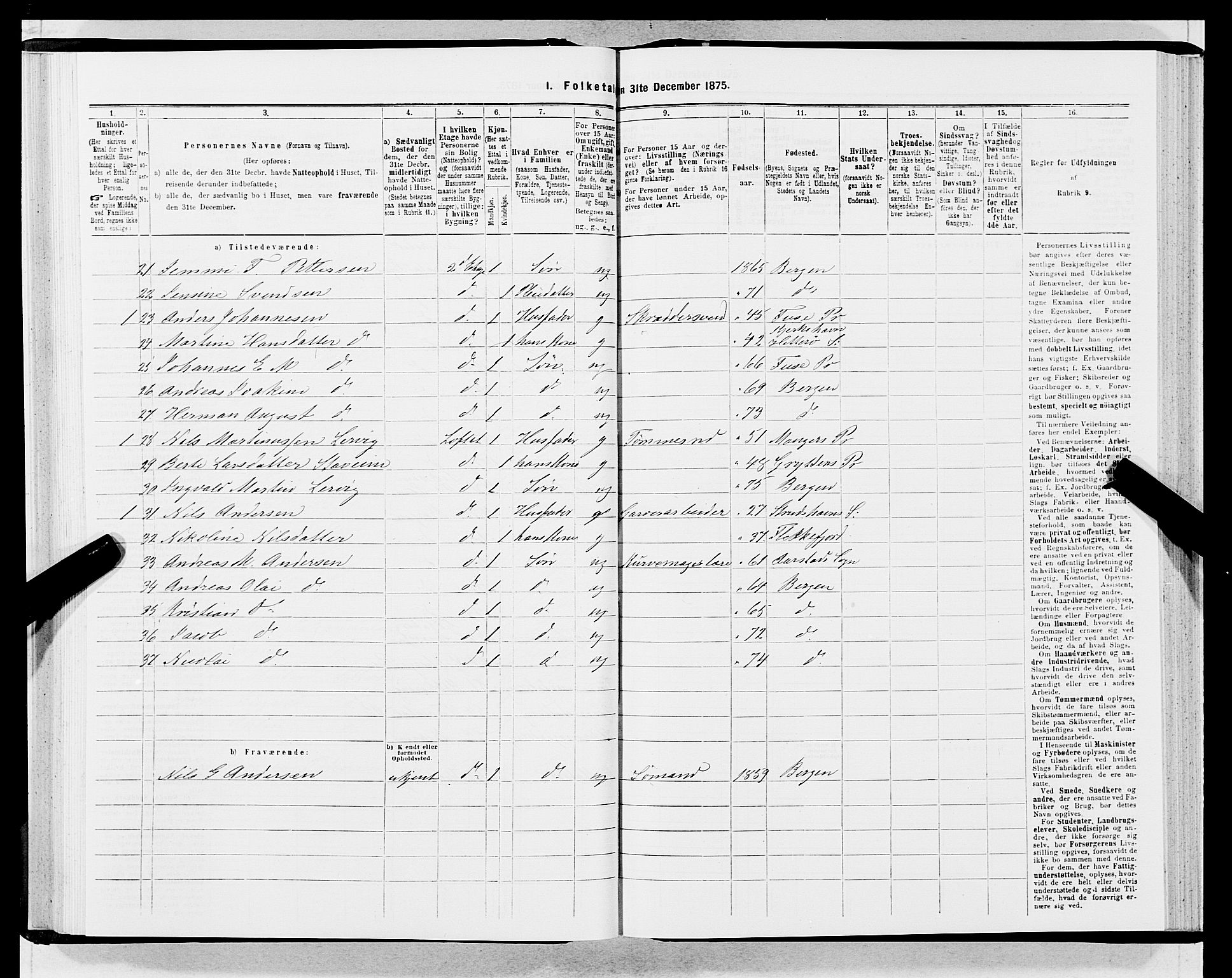 SAB, Folketelling 1875 for 1301 Bergen kjøpstad, 1875, s. 981