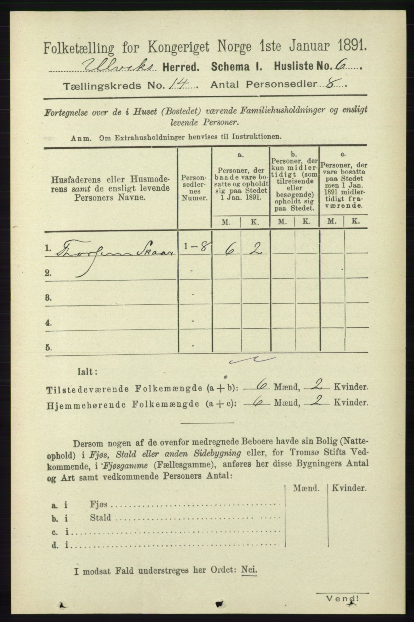 RA, Folketelling 1891 for 1233 Ulvik herred, 1891, s. 4212