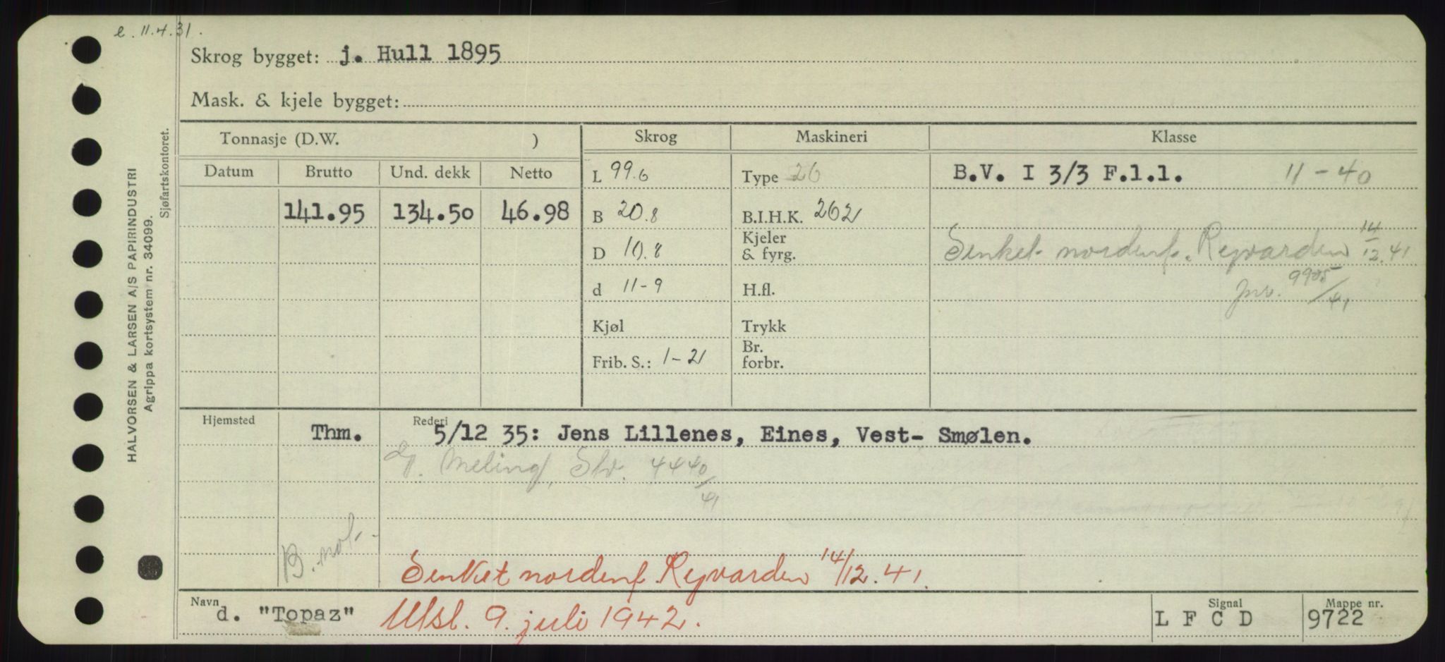 Sjøfartsdirektoratet med forløpere, Skipsmålingen, RA/S-1627/H/Hd/L0039: Fartøy, Ti-Tø, s. 195