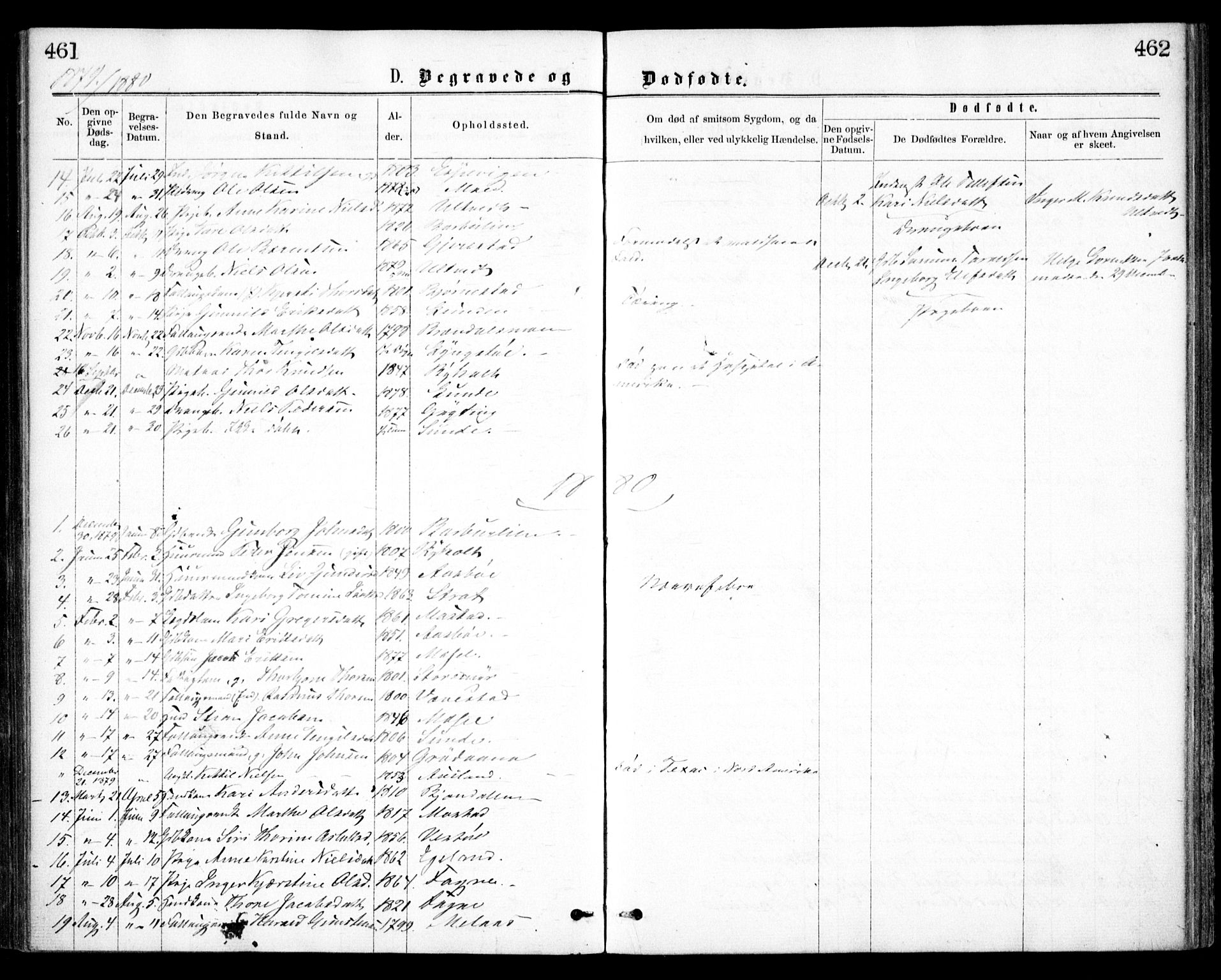 Gjerstad sokneprestkontor, SAK/1111-0014/F/Fa/Faa/L0008: Ministerialbok nr. A 8, 1876-1884, s. 461-462