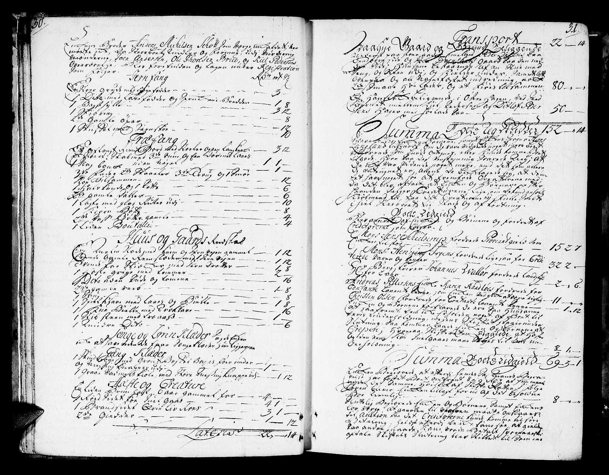 Røros Bergrett, AV/SAT-A-0024/3/3A/L0005: Skifteprotokoll, 1742-1756, s. 30-31
