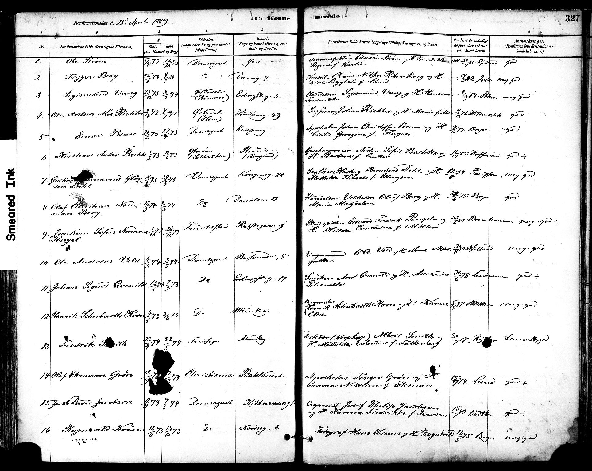 Ministerialprotokoller, klokkerbøker og fødselsregistre - Sør-Trøndelag, AV/SAT-A-1456/601/L0057: Ministerialbok nr. 601A25, 1877-1891, s. 327