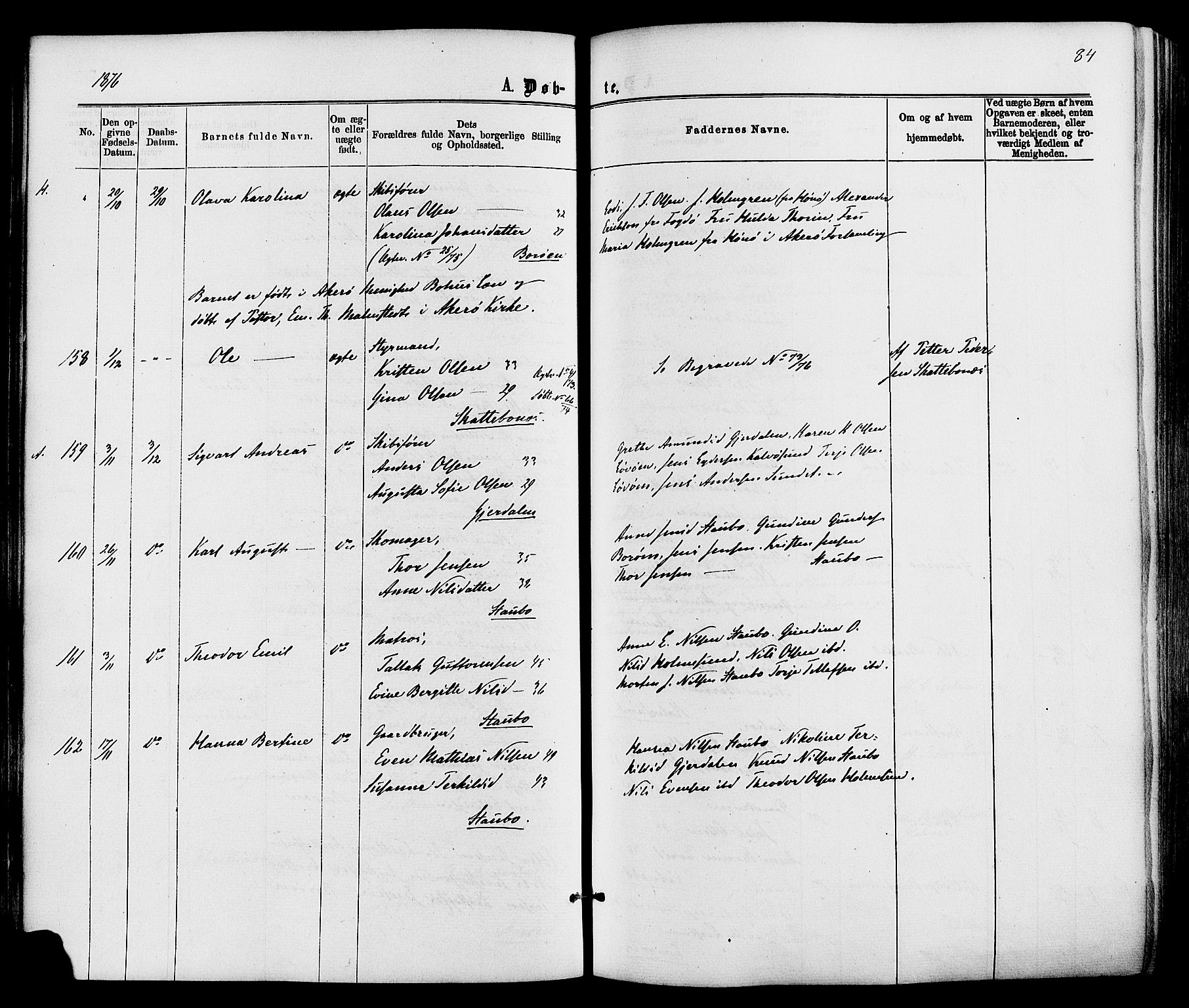 Dypvåg sokneprestkontor, AV/SAK-1111-0007/F/Fa/Faa/L0007: Ministerialbok nr. A 7/ 1, 1872-1884, s. 84