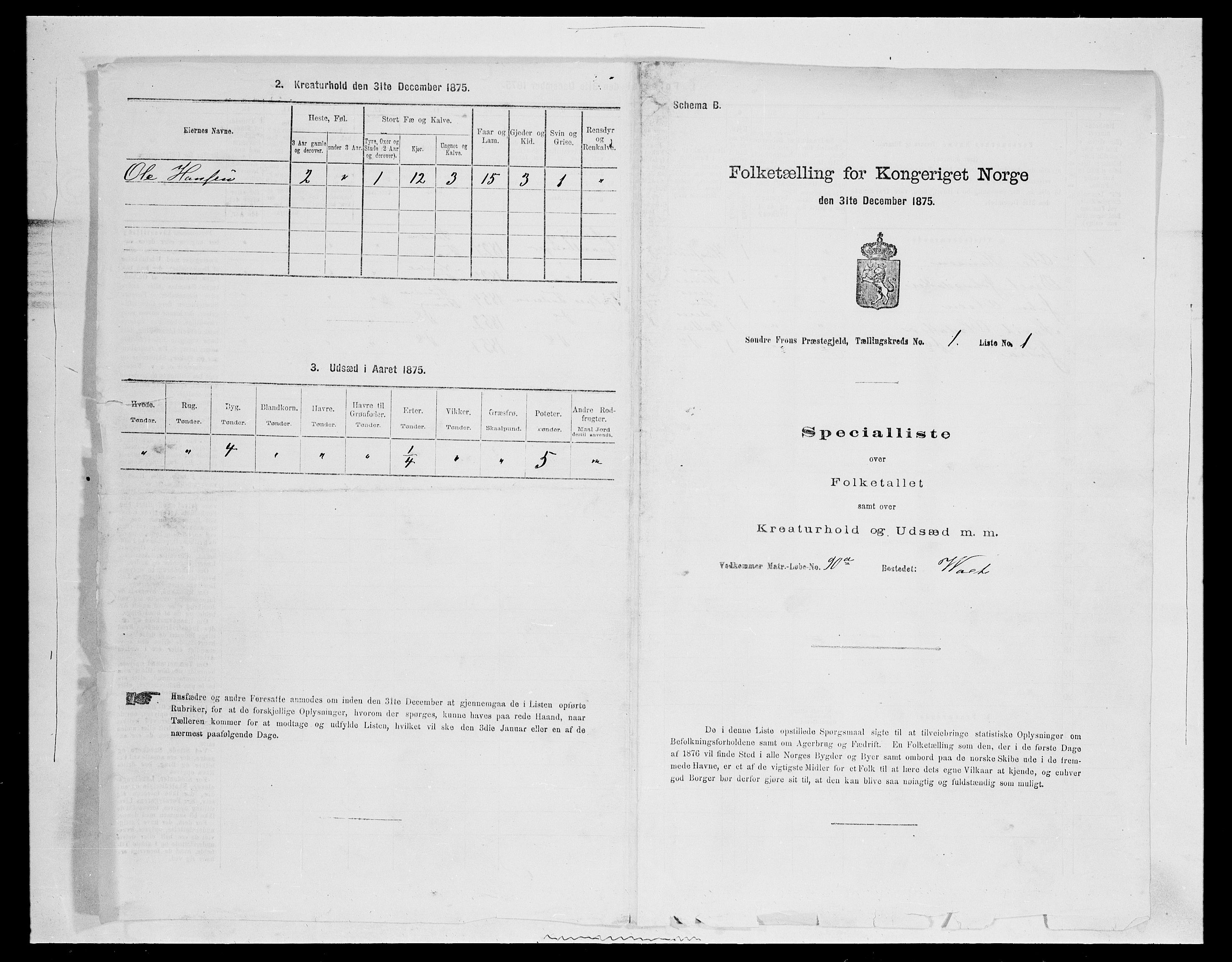 SAH, Folketelling 1875 for 0519P Sør-Fron prestegjeld, 1875, s. 69