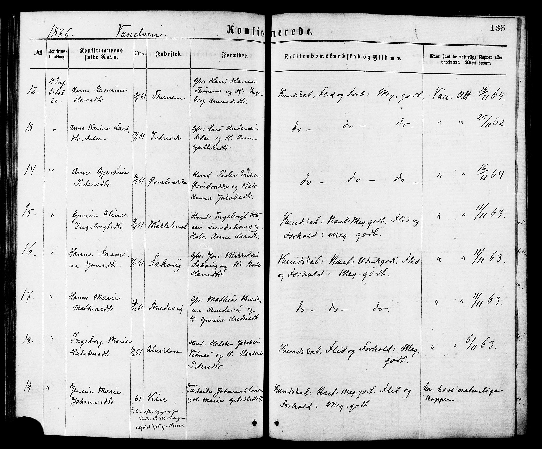 Ministerialprotokoller, klokkerbøker og fødselsregistre - Møre og Romsdal, AV/SAT-A-1454/501/L0007: Ministerialbok nr. 501A07, 1868-1884, s. 136