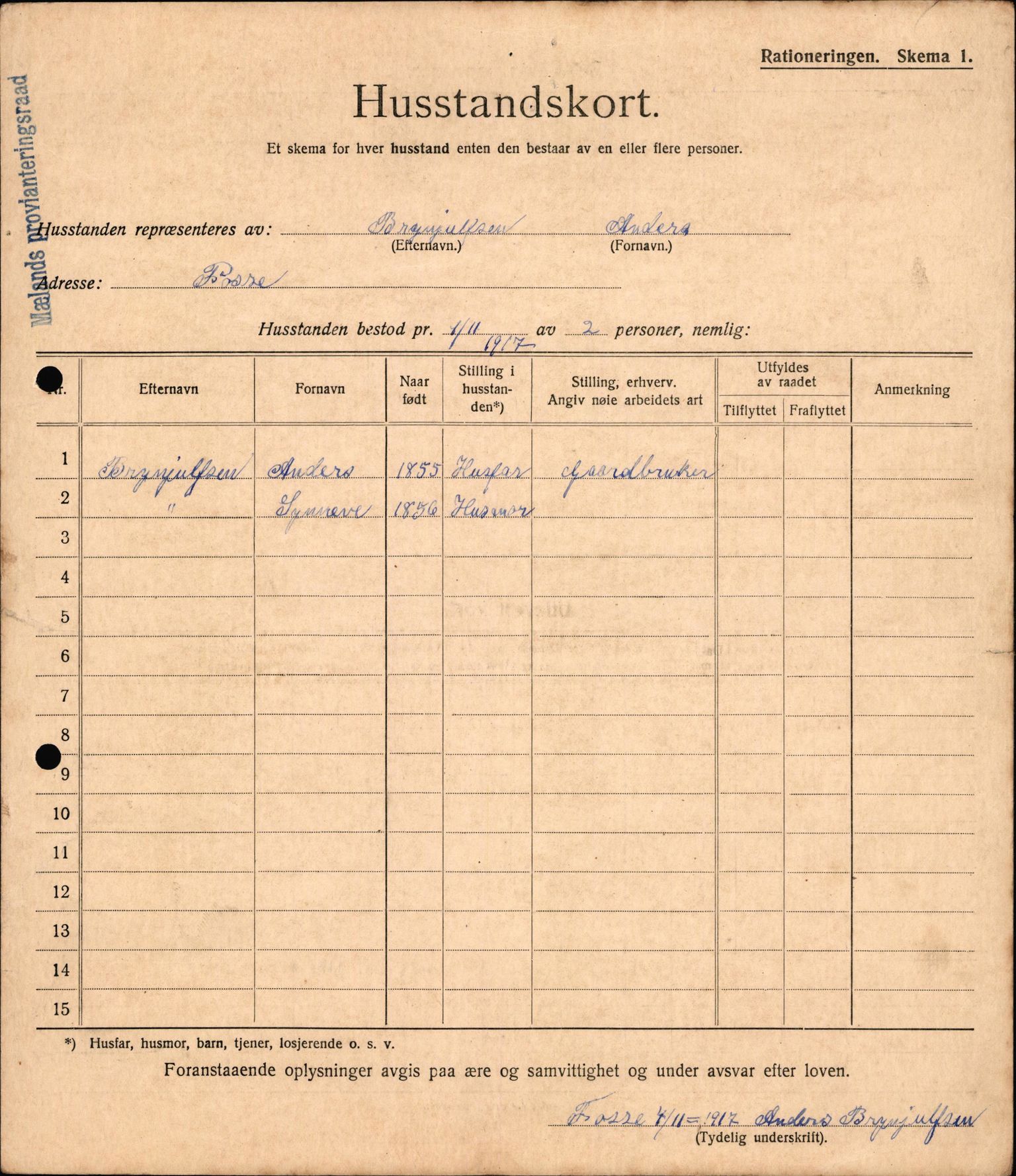 IKAH, Meland kommune, Provianteringsrådet, Husstander per 01.11.1917, 1917-1918, s. 227