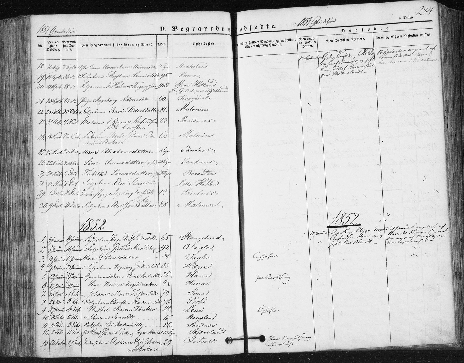 Høyland sokneprestkontor, AV/SAST-A-101799/001/30BA/L0008: Ministerialbok nr. A 8, 1841-1856, s. 284