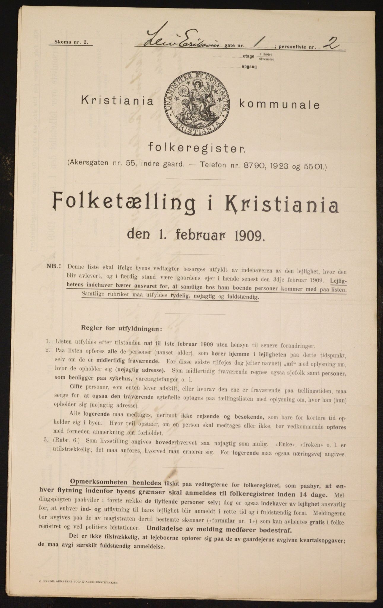 OBA, Kommunal folketelling 1.2.1909 for Kristiania kjøpstad, 1909, s. 52414