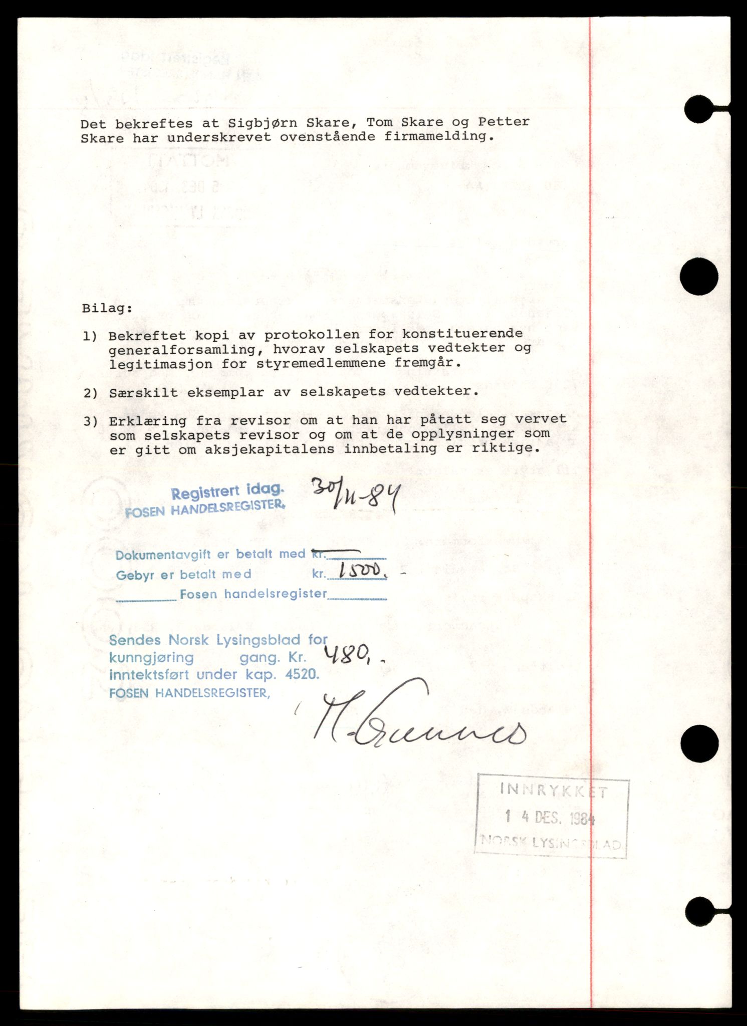Fosen sorenskriveri, AV/SAT-A-1107/2/J/Jd/Jdc/L0015: Bilag, 1984-1985, s. 4