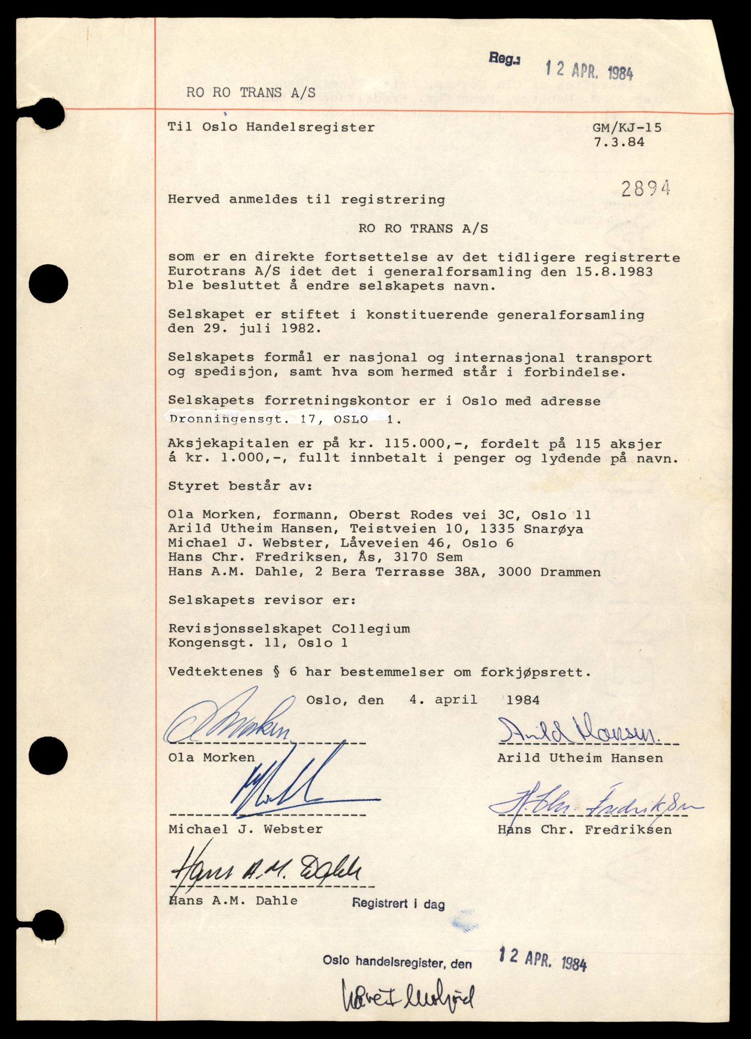 Oslo byfogd, Handelsregisteret, AV/SAT-A-10867/G/Gb/Gba/L0164: Aksjeselskap, Roo-Rt, 1944-1990
