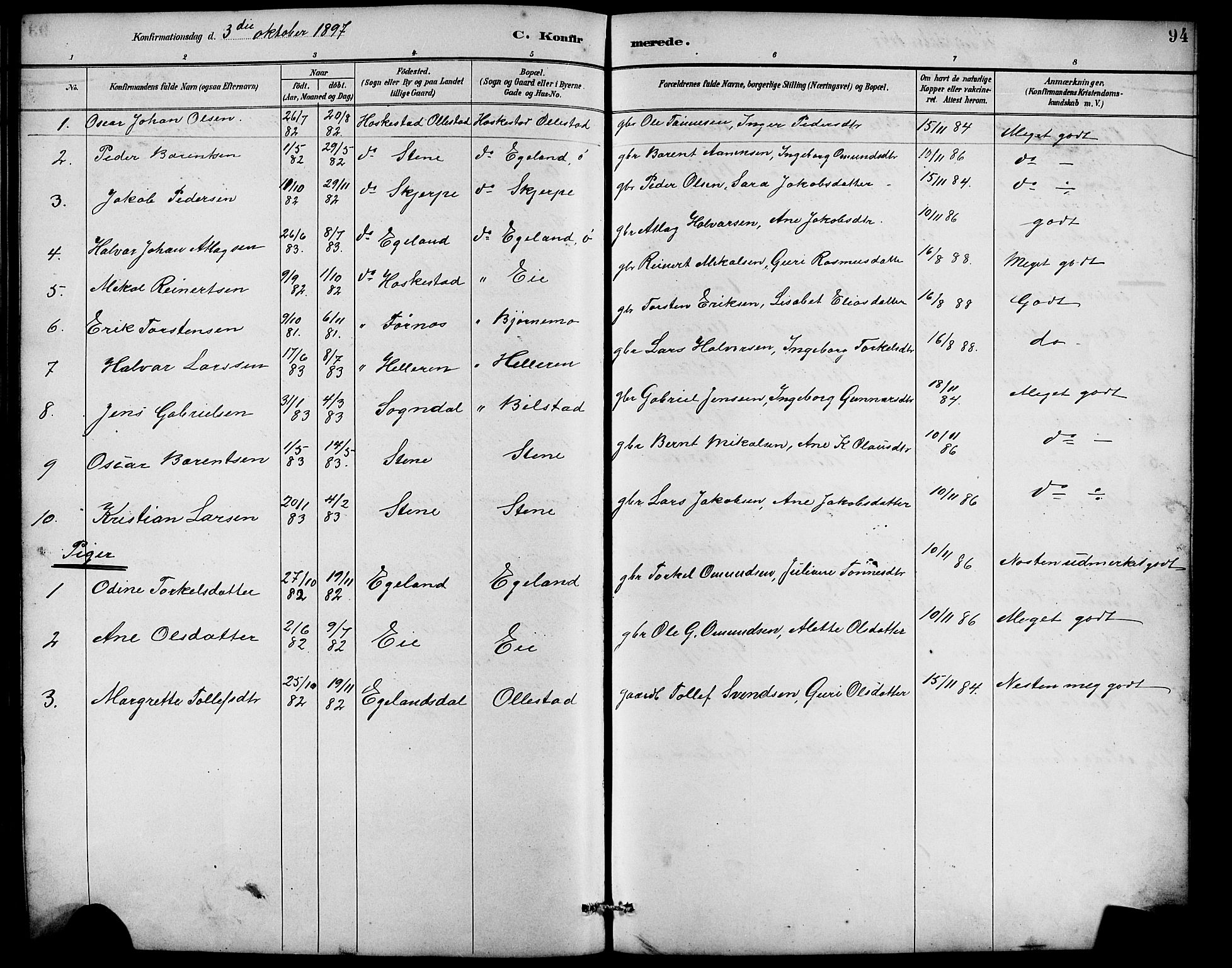 Lund sokneprestkontor, AV/SAST-A-101809/S07/L0007: Klokkerbok nr. B 7, 1890-1925, s. 94