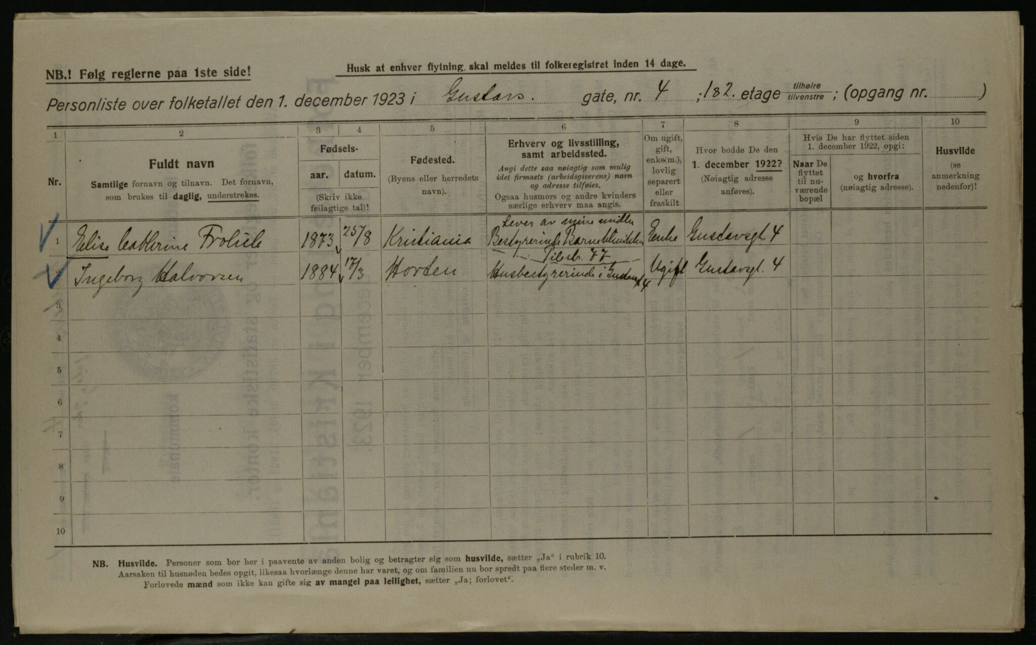 OBA, Kommunal folketelling 1.12.1923 for Kristiania, 1923, s. 36316