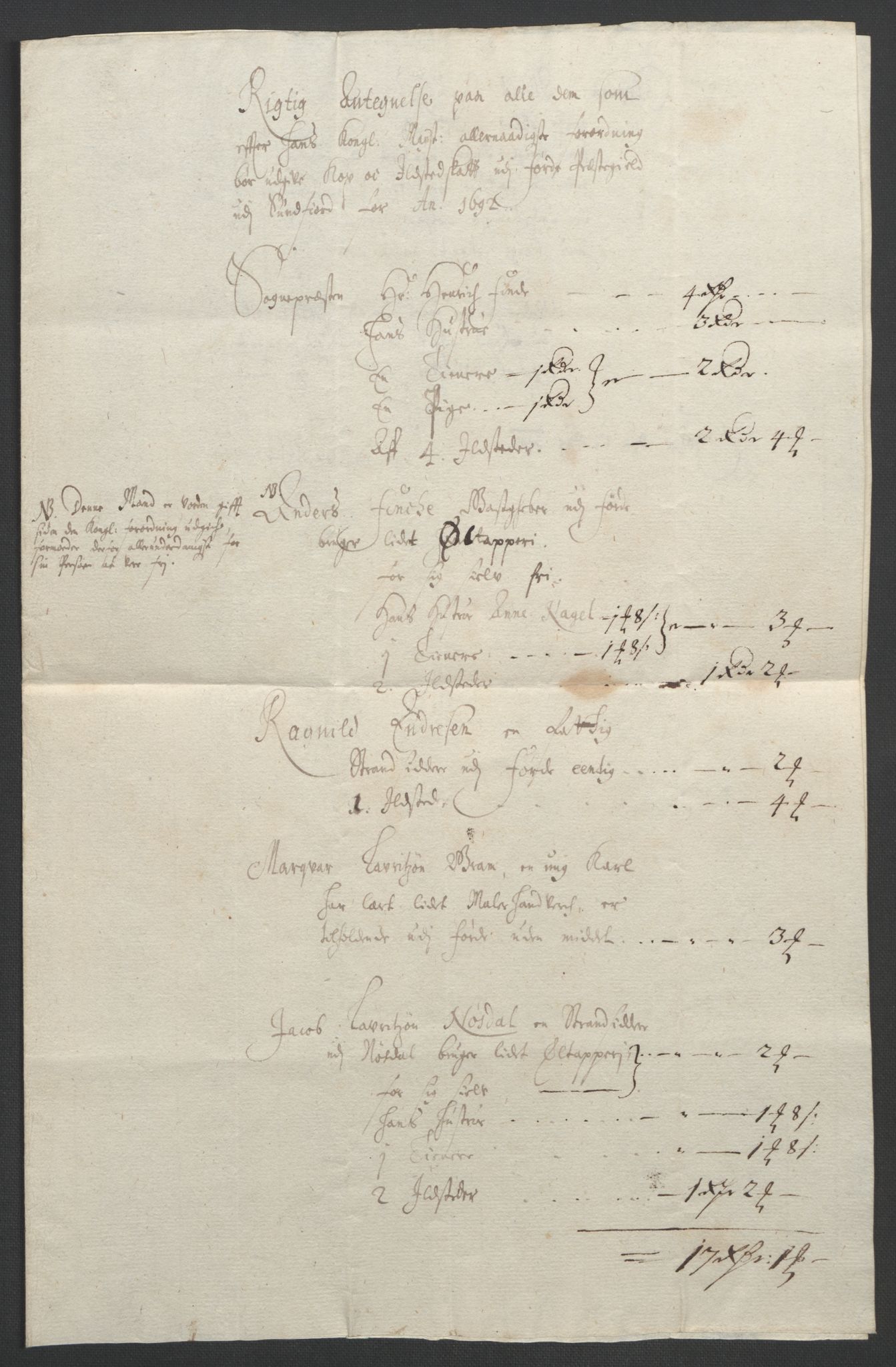 Rentekammeret inntil 1814, Reviderte regnskaper, Fogderegnskap, AV/RA-EA-4092/R53/L3420: Fogderegnskap Sunn- og Nordfjord, 1691-1692, s. 216