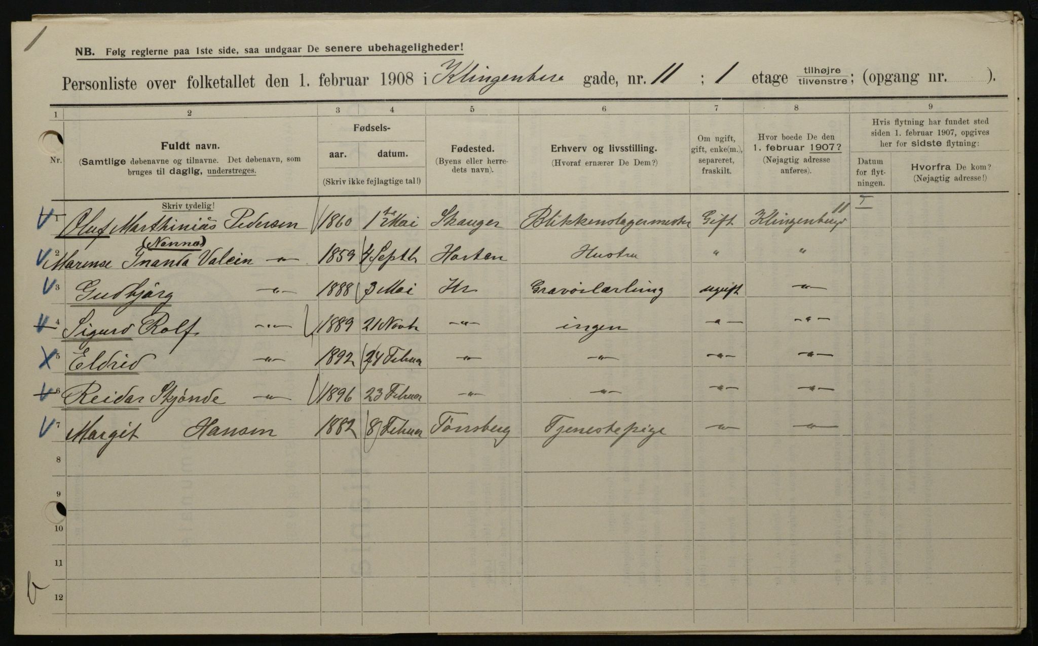 OBA, Kommunal folketelling 1.2.1908 for Kristiania kjøpstad, 1908, s. 46369